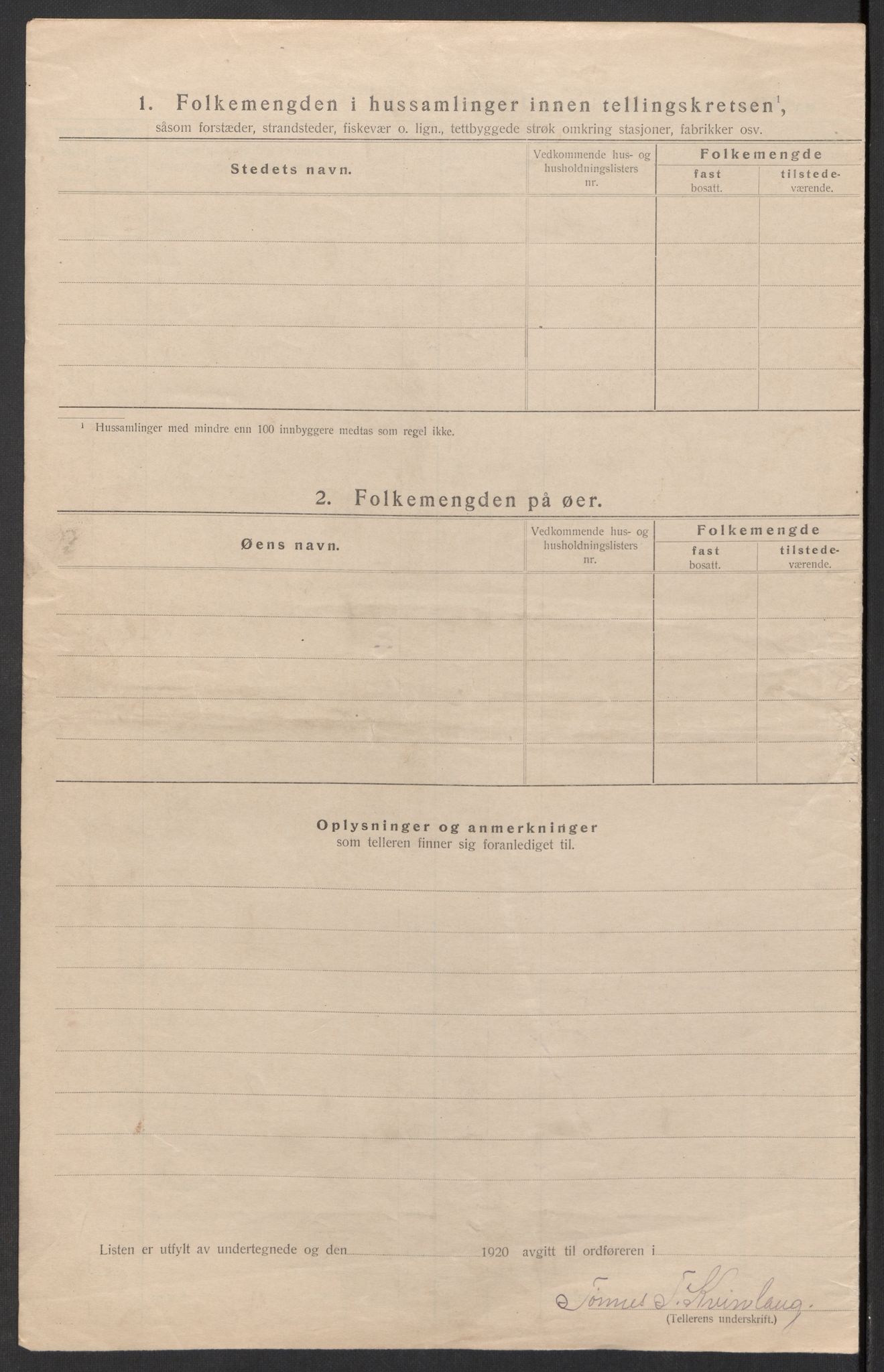 SAK, 1920 census for Fjotland, 1920, p. 12