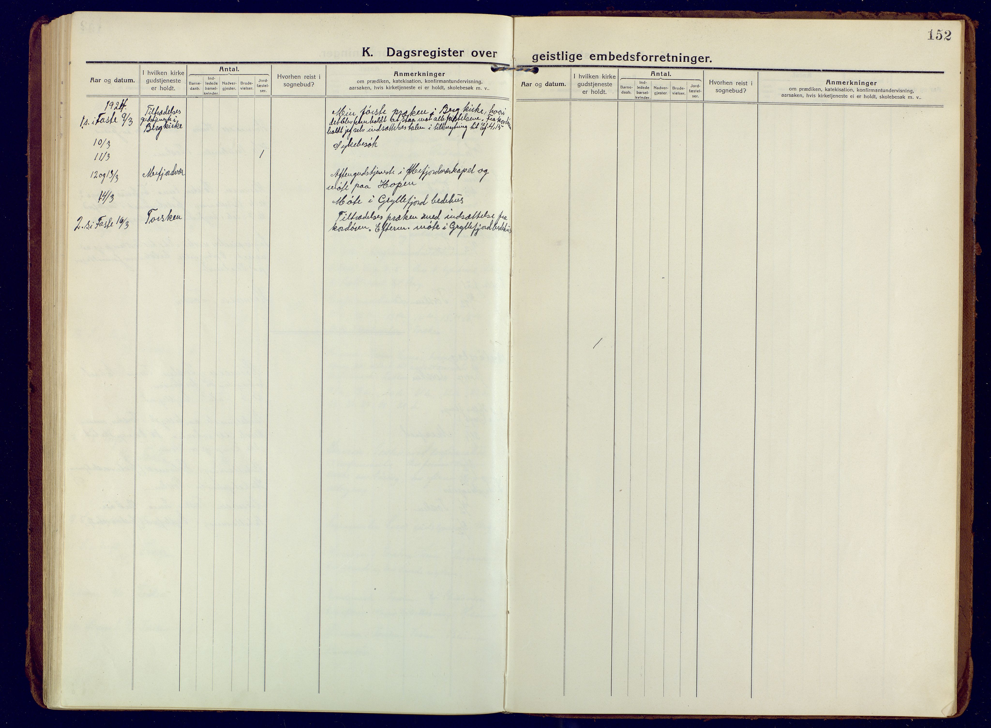 Berg sokneprestkontor, SATØ/S-1318/G/Ga/Gaa: Parish register (official) no. 10, 1916-1928, p. 152