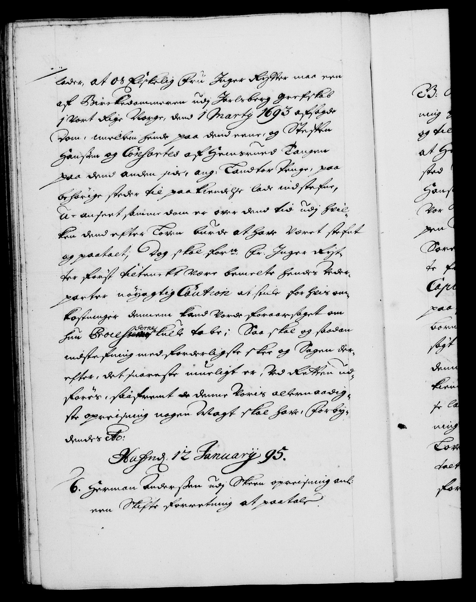 Danske Kanselli 1572-1799, AV/RA-EA-3023/F/Fc/Fca/Fcaa/L0016: Norske registre (mikrofilm), 1692-1697, p. 209b
