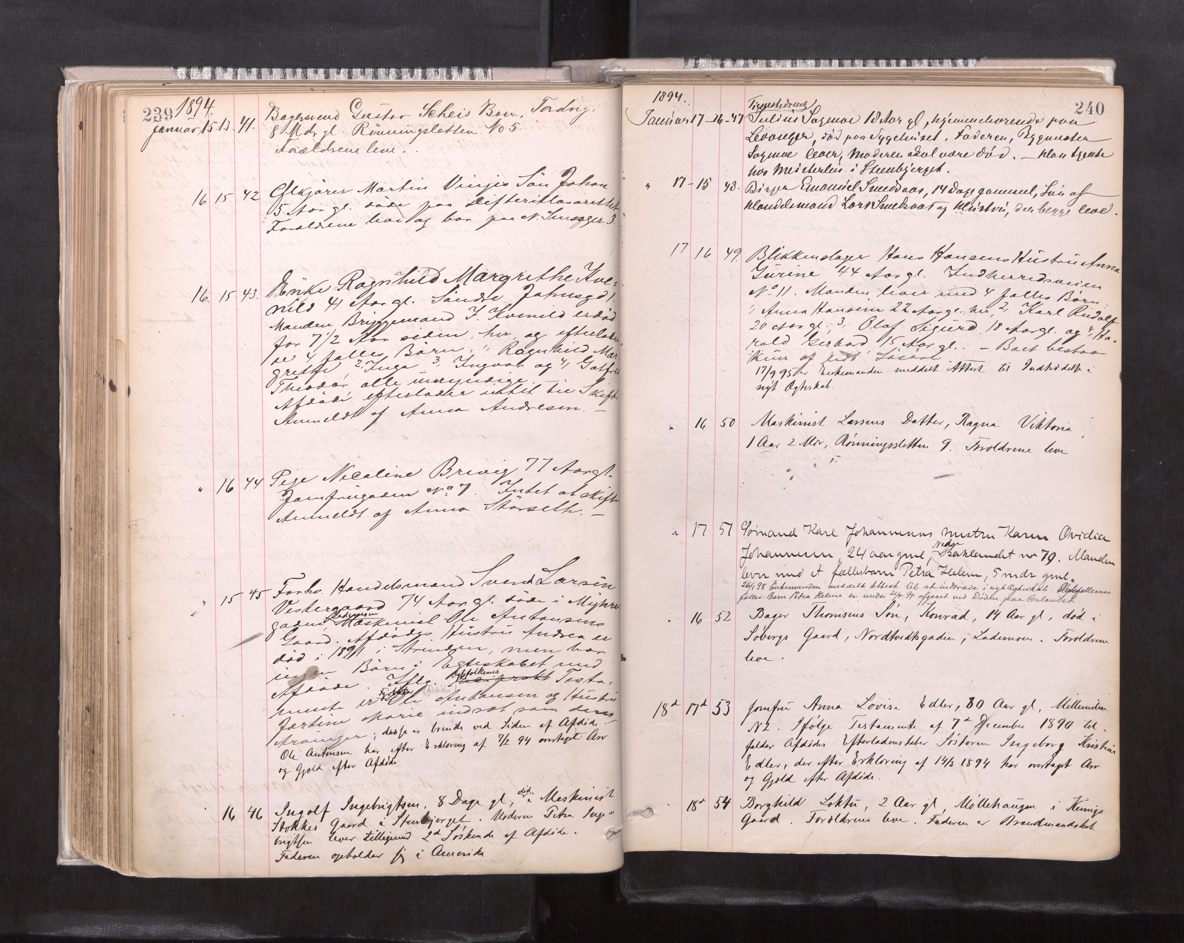 Trondheim byfogd, AV/SAT-A-0003/1/3/3L/L0004: Dødsanmeldelsesprotokoll, 1891-1897, p. 239-240