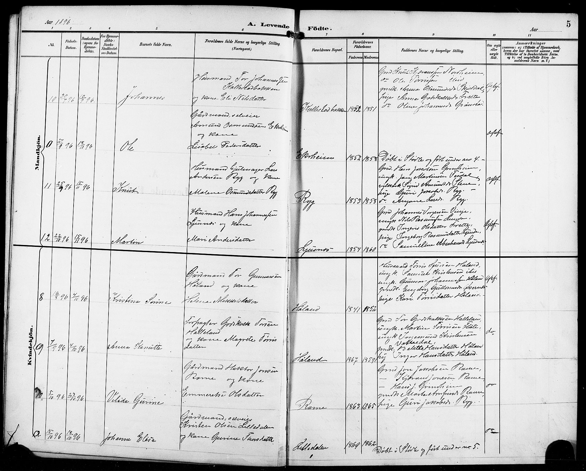 Etne sokneprestembete, SAB/A-75001/H/Hab: Parish register (copy) no. C 5, 1896-1920, p. 5