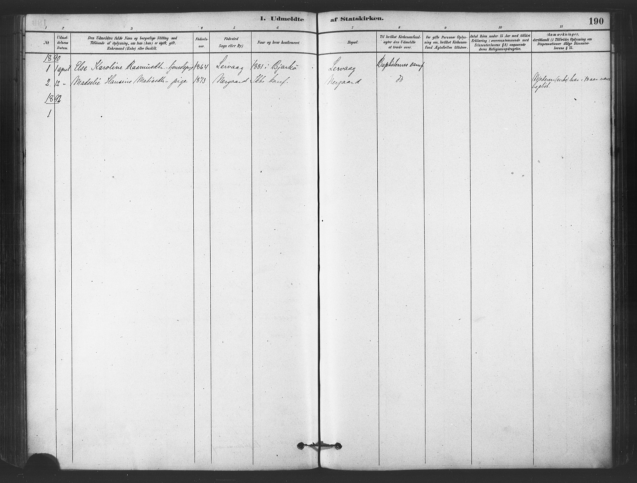 Sand/Bjarkøy sokneprestkontor, SATØ/S-0811/I/Ia/Iaa/L0003kirke: Parish register (official) no. 3, 1878-1892, p. 190