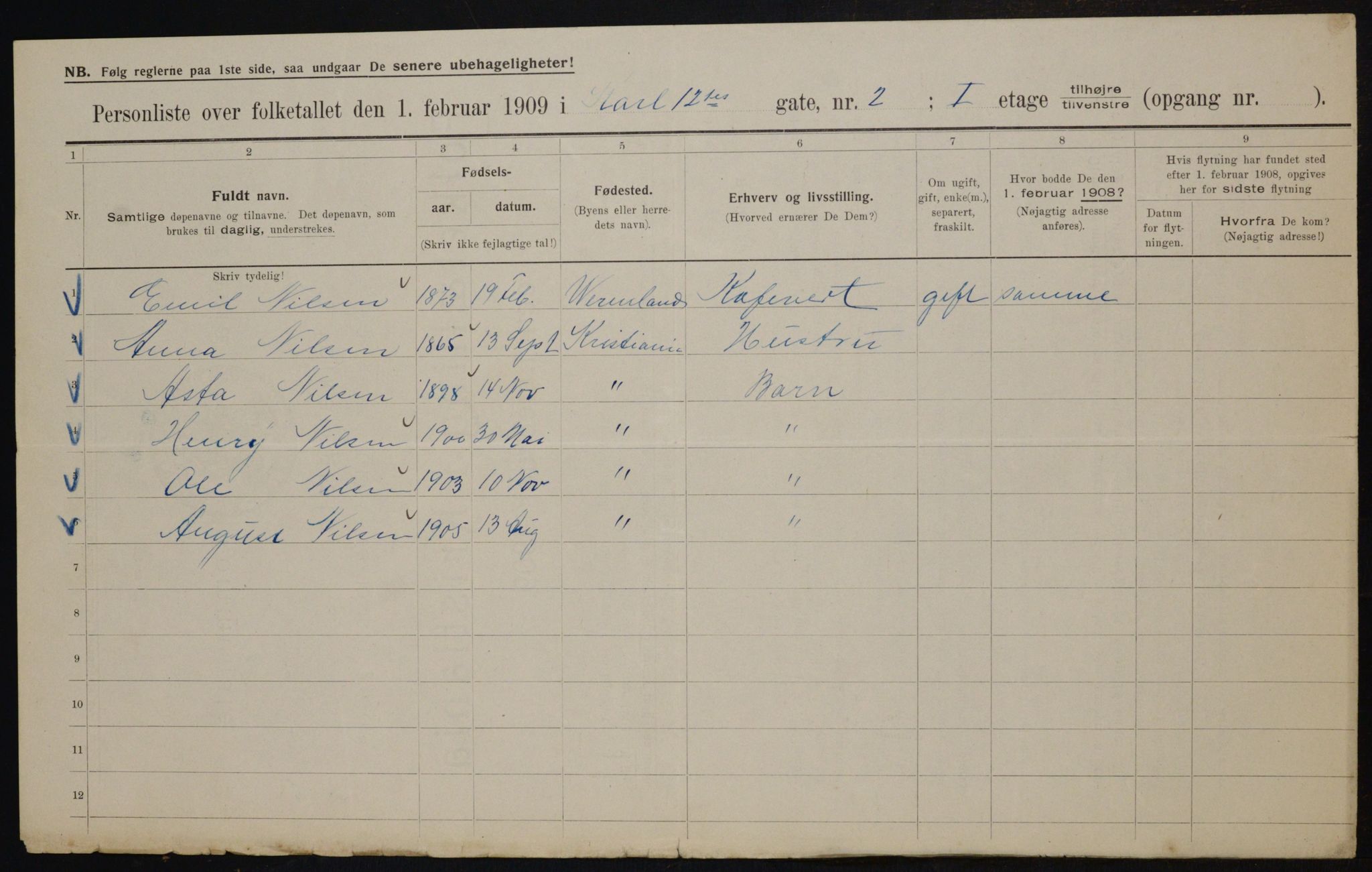 OBA, Municipal Census 1909 for Kristiania, 1909, p. 44080