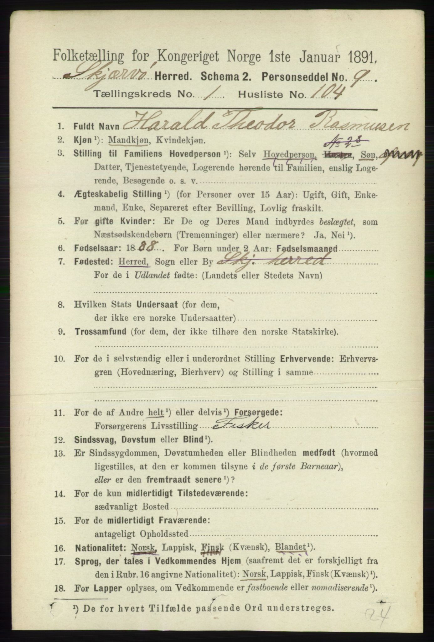 RA, 1891 census for 1941 Skjervøy, 1891, p. 908