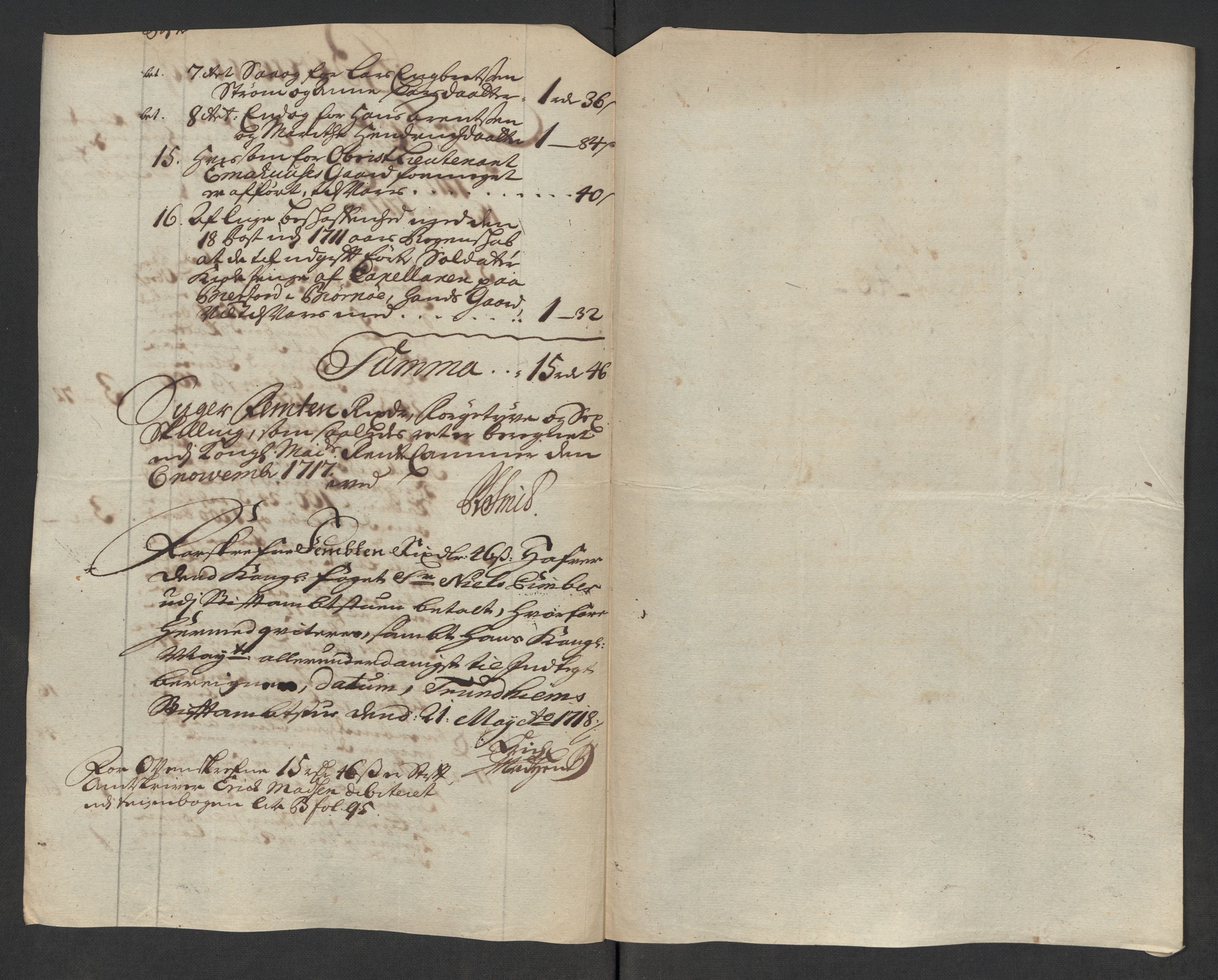 Rentekammeret inntil 1814, Reviderte regnskaper, Fogderegnskap, AV/RA-EA-4092/R57/L3866: Fogderegnskap Fosen, 1718, p. 223