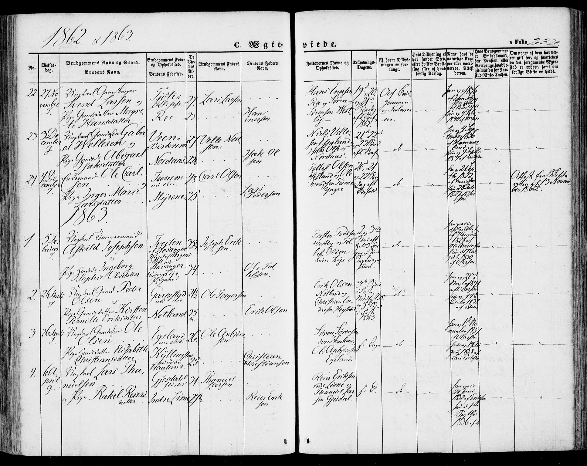 Lye sokneprestkontor, SAST/A-101794/001/30BA/L0007: Parish register (official) no. A 6, 1856-1871, p. 232