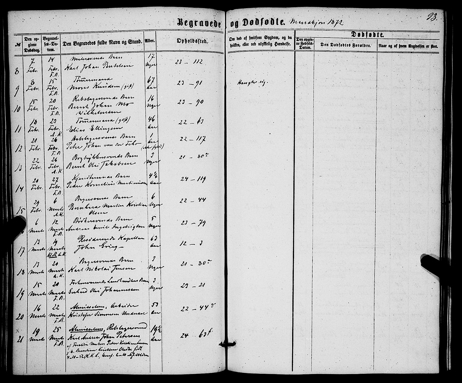 Korskirken sokneprestembete, AV/SAB-A-76101/H/Haa/L0045: Parish register (official) no. E 3, 1863-1875, p. 93