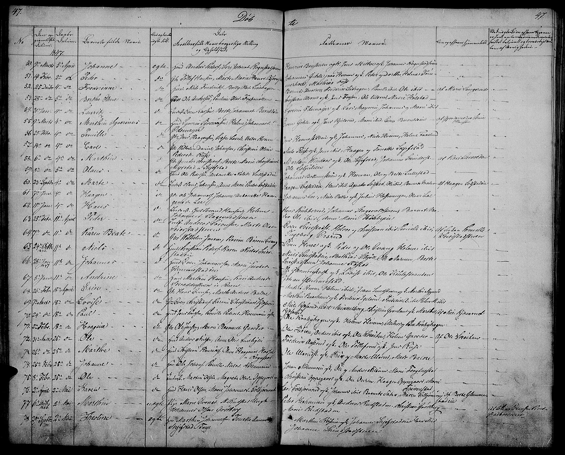 Østre Toten prestekontor, SAH/PREST-104/H/Ha/Hab/L0002: Parish register (copy) no. 2, 1840-1847, p. 47