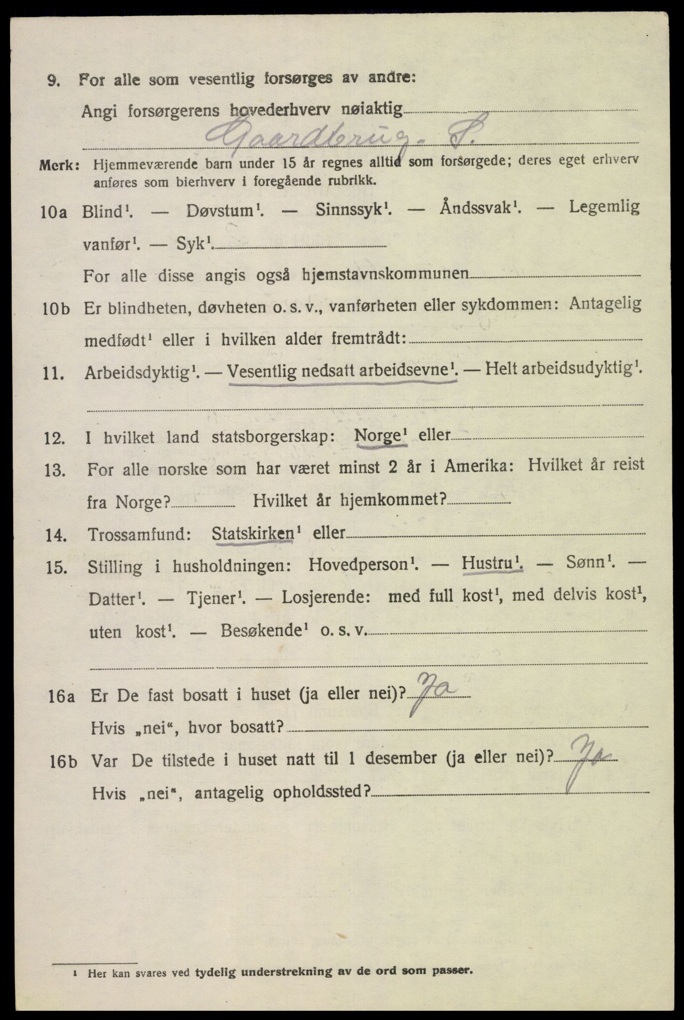 SAK, 1920 census for Fjotland, 1920, p. 1531