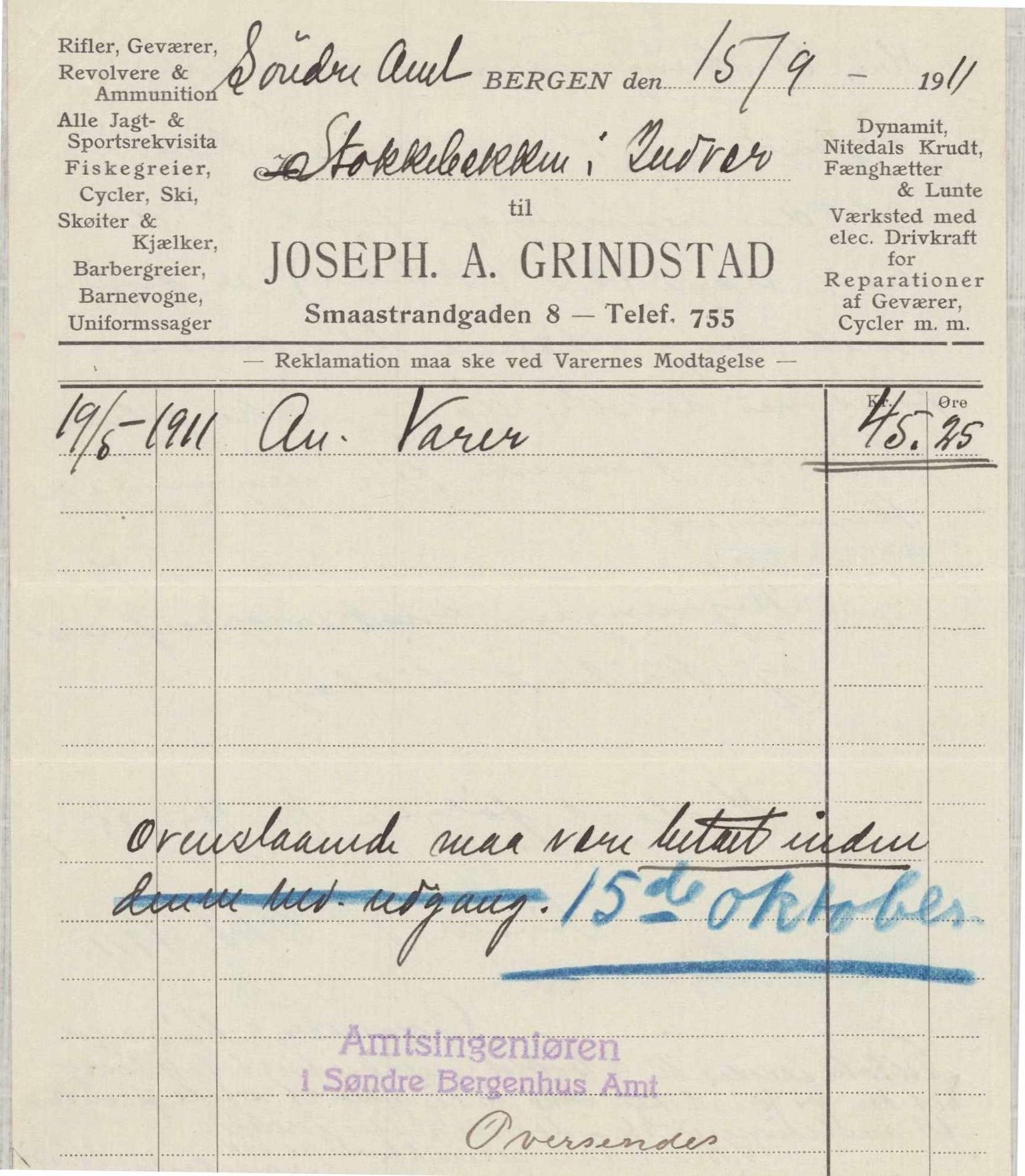 Finnaas kommune. Formannskapet, IKAH/1218a-021/E/Ea/L0001/0001: Rekneskap for veganlegg / Rekneskap for veganlegget Indvær - Stokkabakken, 1910-1915, p. 33