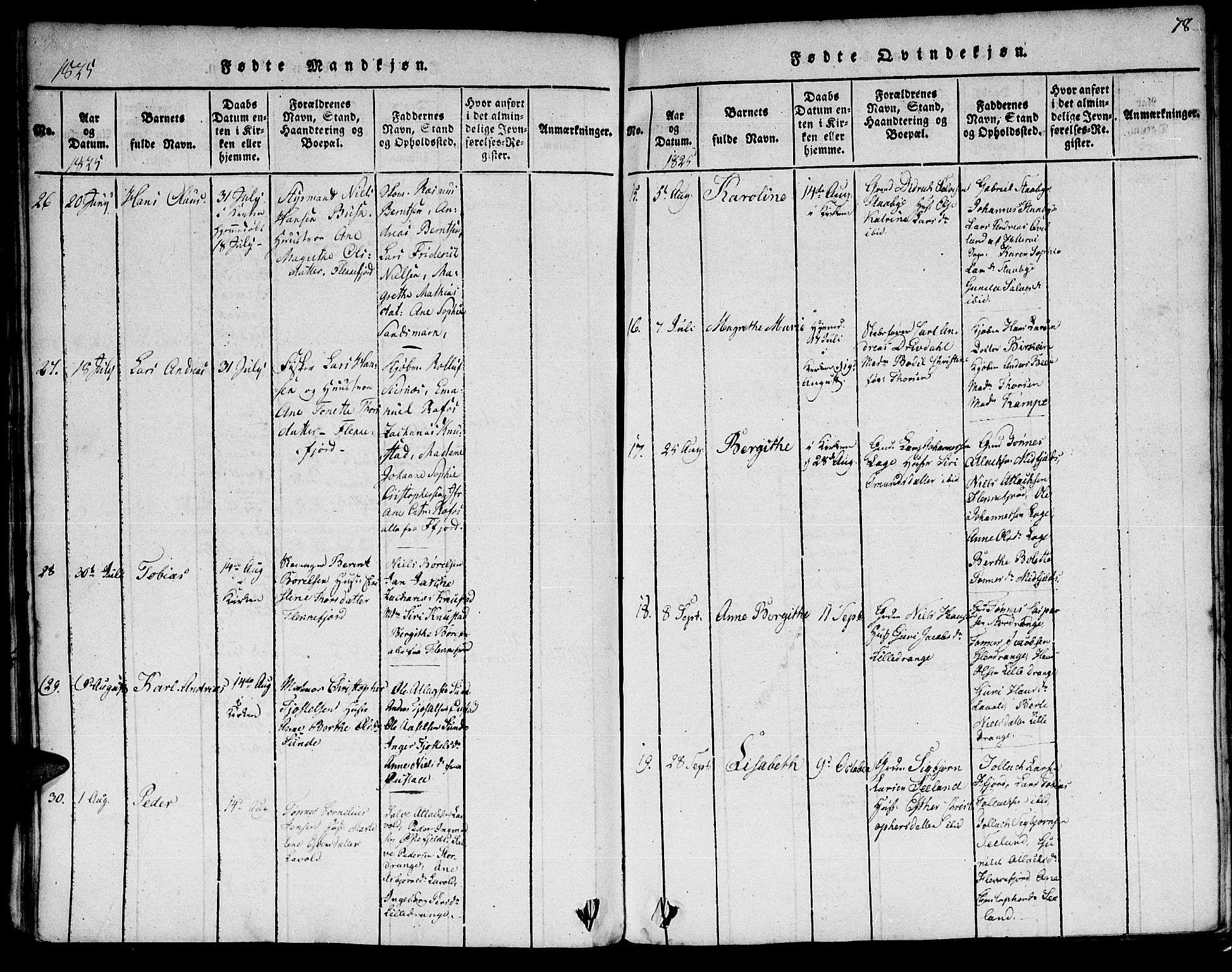 Flekkefjord sokneprestkontor, AV/SAK-1111-0012/F/Fa/Fac/L0002: Parish register (official) no. A 2, 1815-1826, p. 78