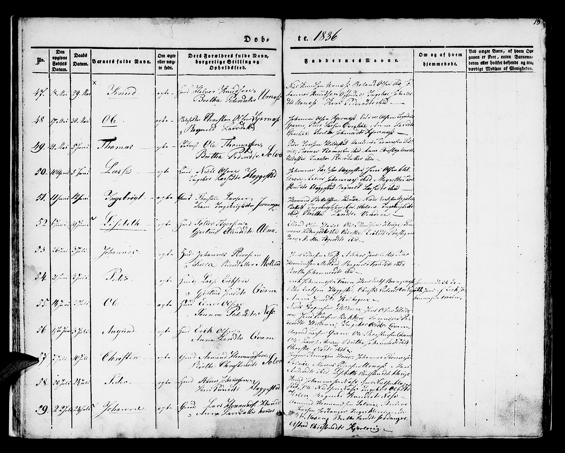 Hafslo sokneprestembete, AV/SAB-A-80301/H/Haa/Haaa/L0005: Parish register (official) no. A 5, 1834-1852, p. 13