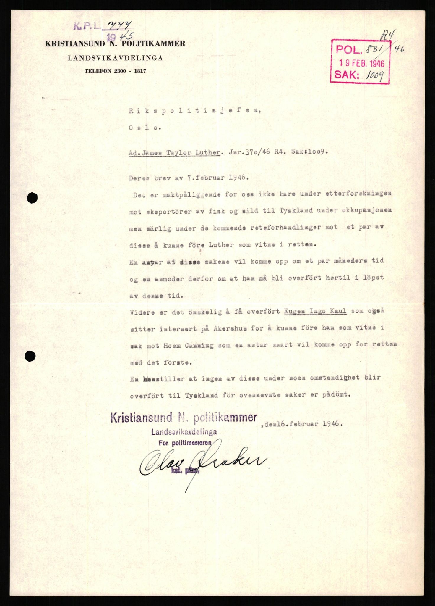 Forsvaret, Forsvarets overkommando II, AV/RA-RAFA-3915/D/Db/L0013: CI Questionaires. Tyske okkupasjonsstyrker i Norge. Tyskere., 1945-1946, p. 268