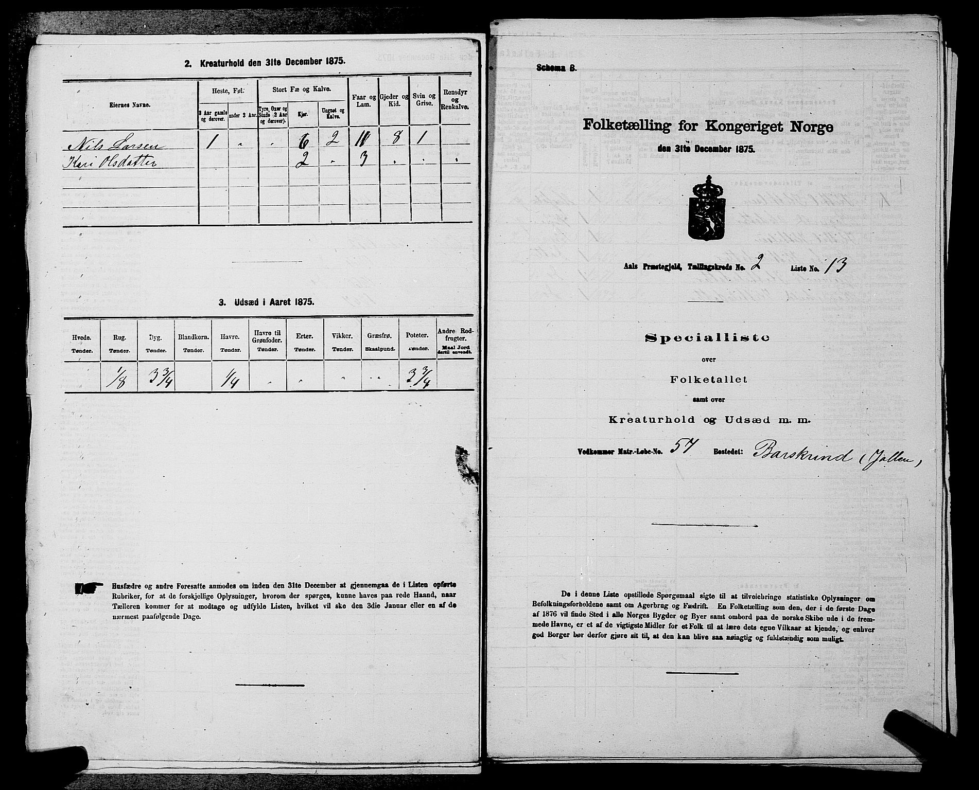 SAKO, 1875 census for 0619P Ål, 1875, p. 220