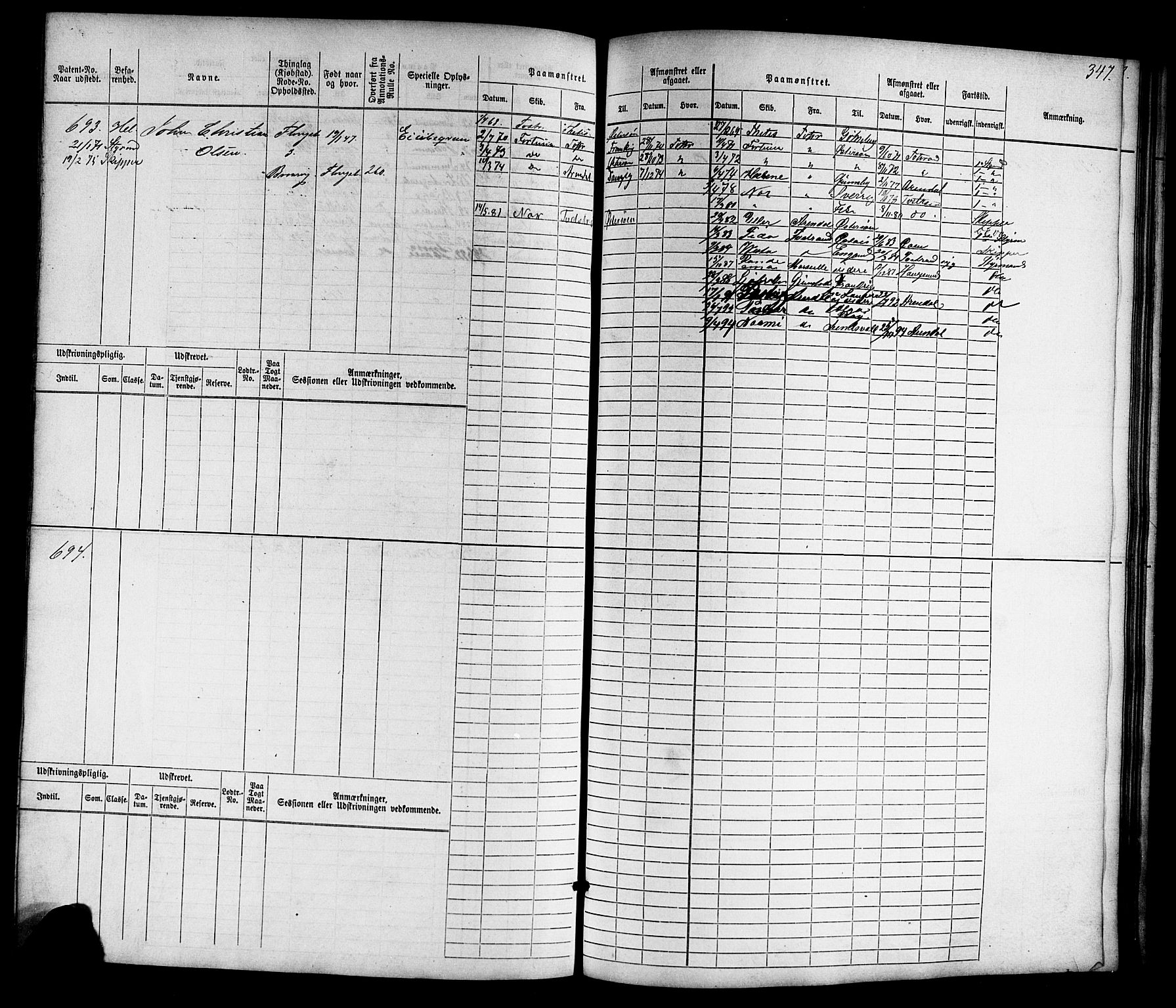 Tvedestrand mønstringskrets, AV/SAK-2031-0011/F/Fb/L0015: Hovedrulle nr 1-766, U-31, 1869-1900, p. 356