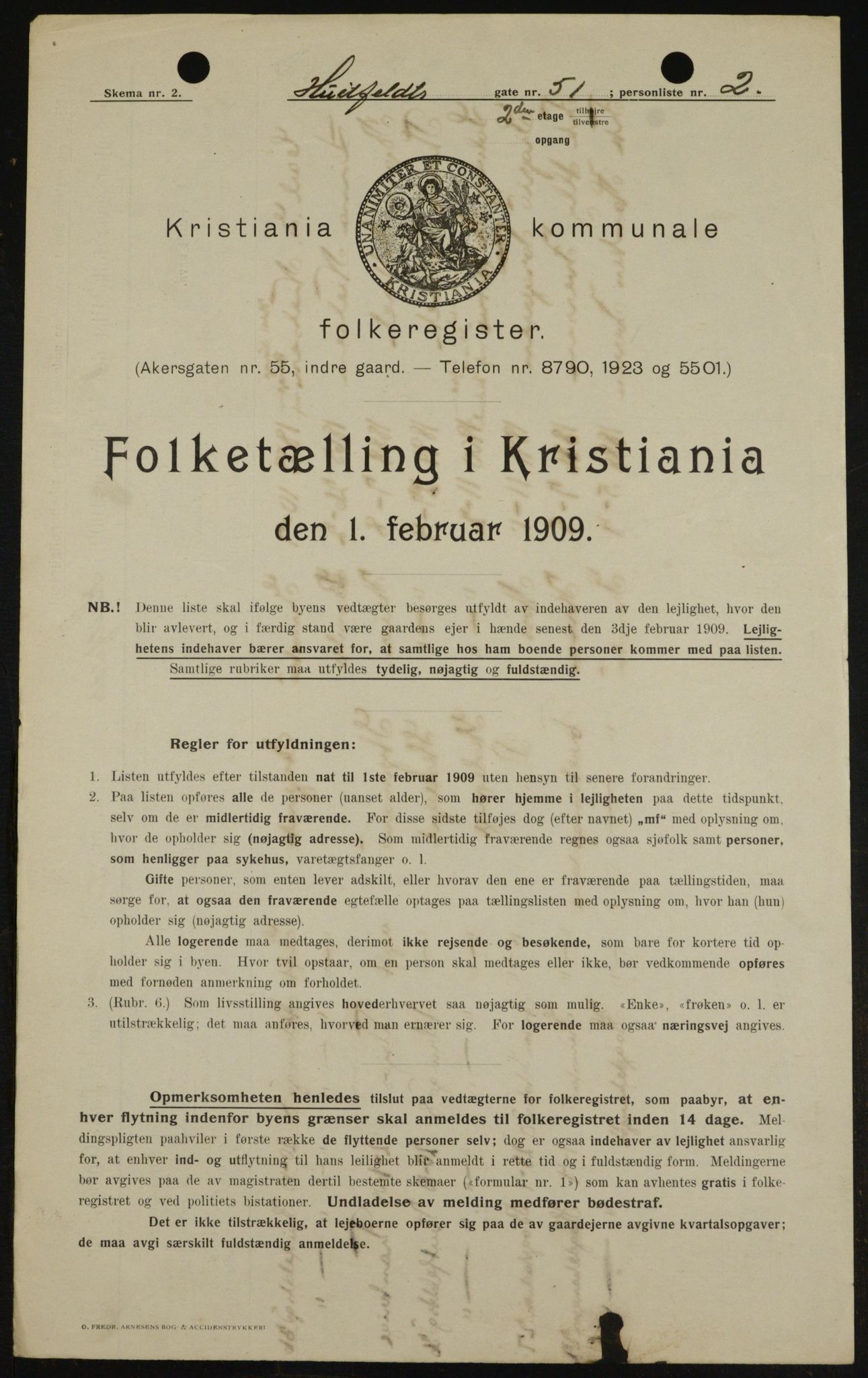 OBA, Municipal Census 1909 for Kristiania, 1909, p. 38354