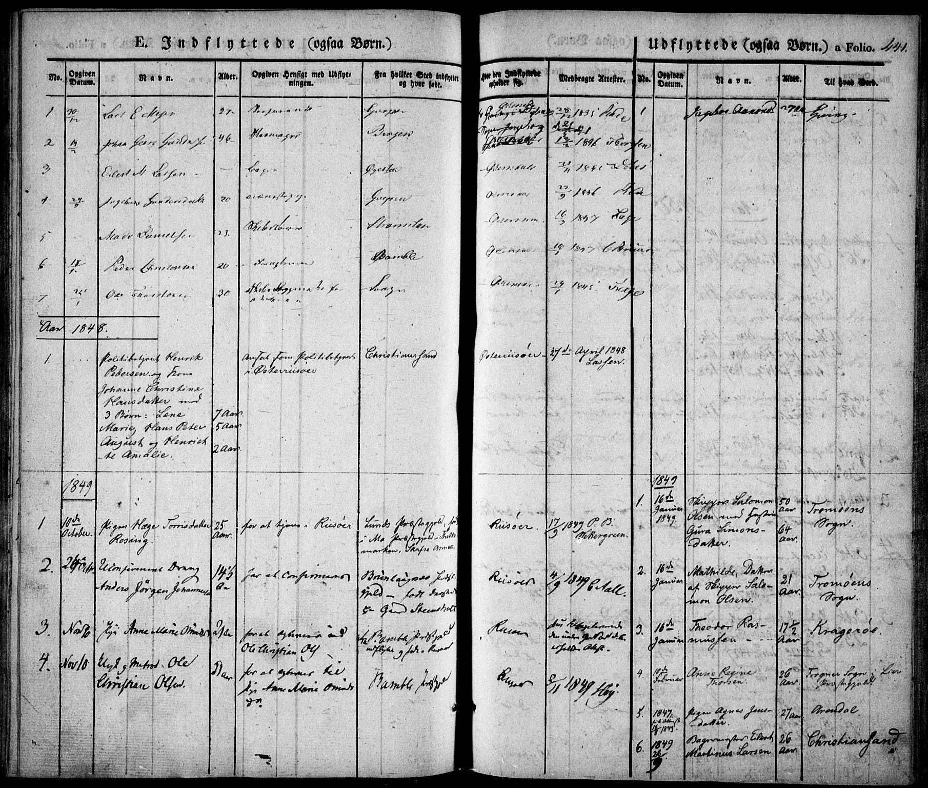 Risør sokneprestkontor, AV/SAK-1111-0035/F/Fa/L0003: Parish register (official) no. A 3, 1838-1864, p. 441