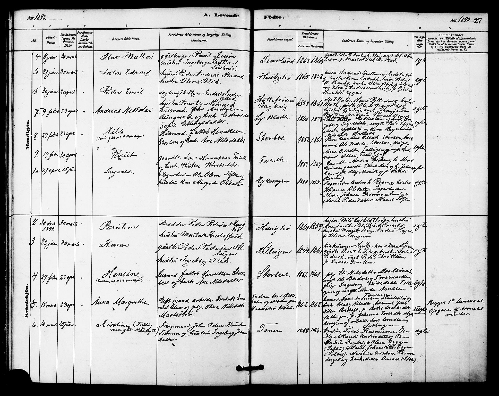 Ministerialprotokoller, klokkerbøker og fødselsregistre - Sør-Trøndelag, SAT/A-1456/618/L0444: Parish register (official) no. 618A07, 1880-1898, p. 27