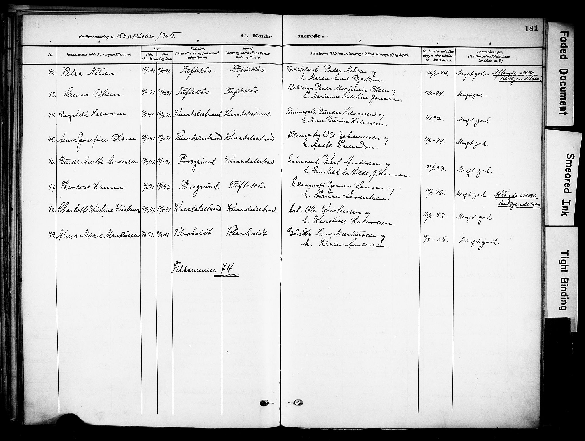 Solum kirkebøker, SAKO/A-306/F/Fa/L0011: Parish register (official) no. I 11, 1898-1909, p. 181