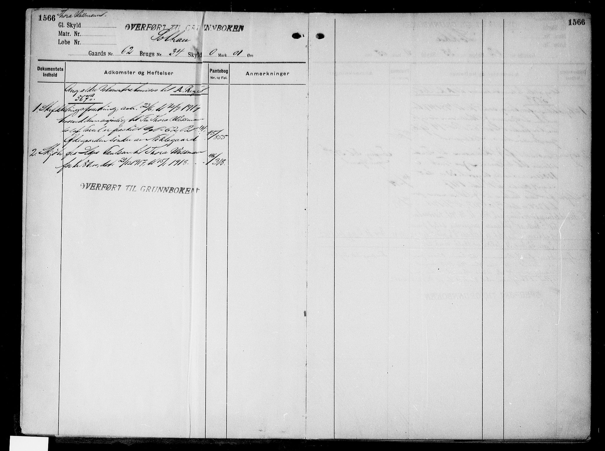 Onsøy sorenskriveri, SAO/A-10474/G/Gb/Gbb/L0006: Mortgage register no. II D, 1917, p. 1566