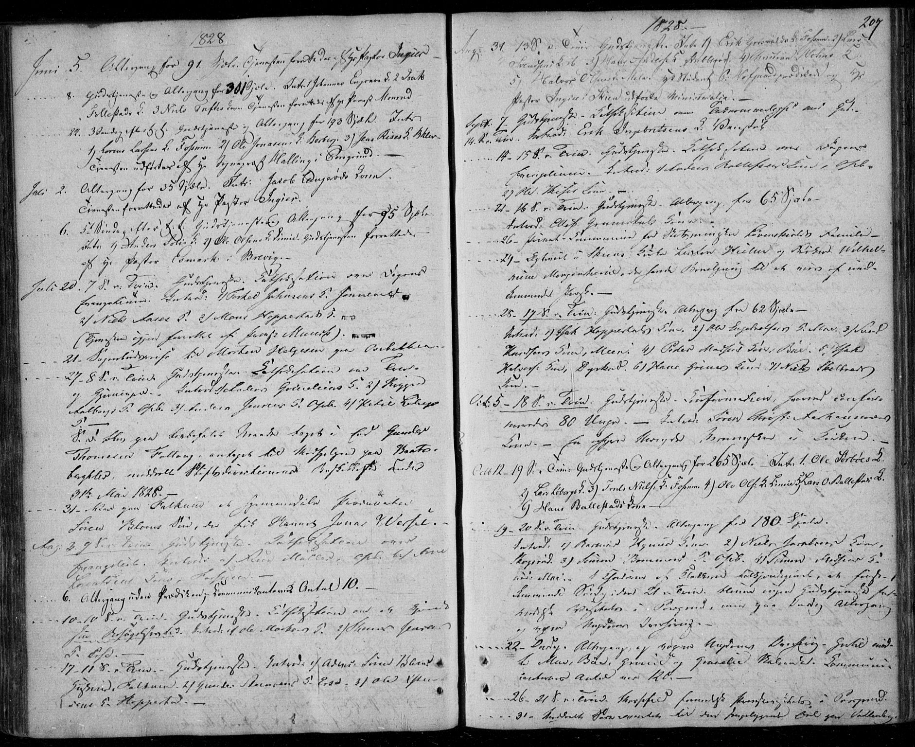 Gjerpen kirkebøker, AV/SAKO-A-265/F/Fa/L0005: Parish register (official) no. I 5, 1823-1829, p. 207