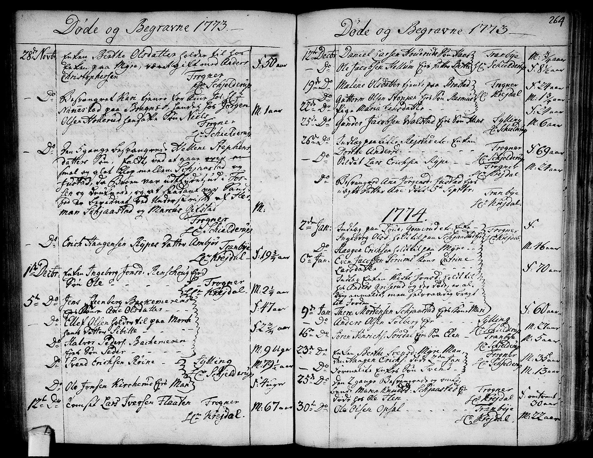Lier kirkebøker, SAKO/A-230/F/Fa/L0006: Parish register (official) no. I 6, 1777-1794, p. 263-264