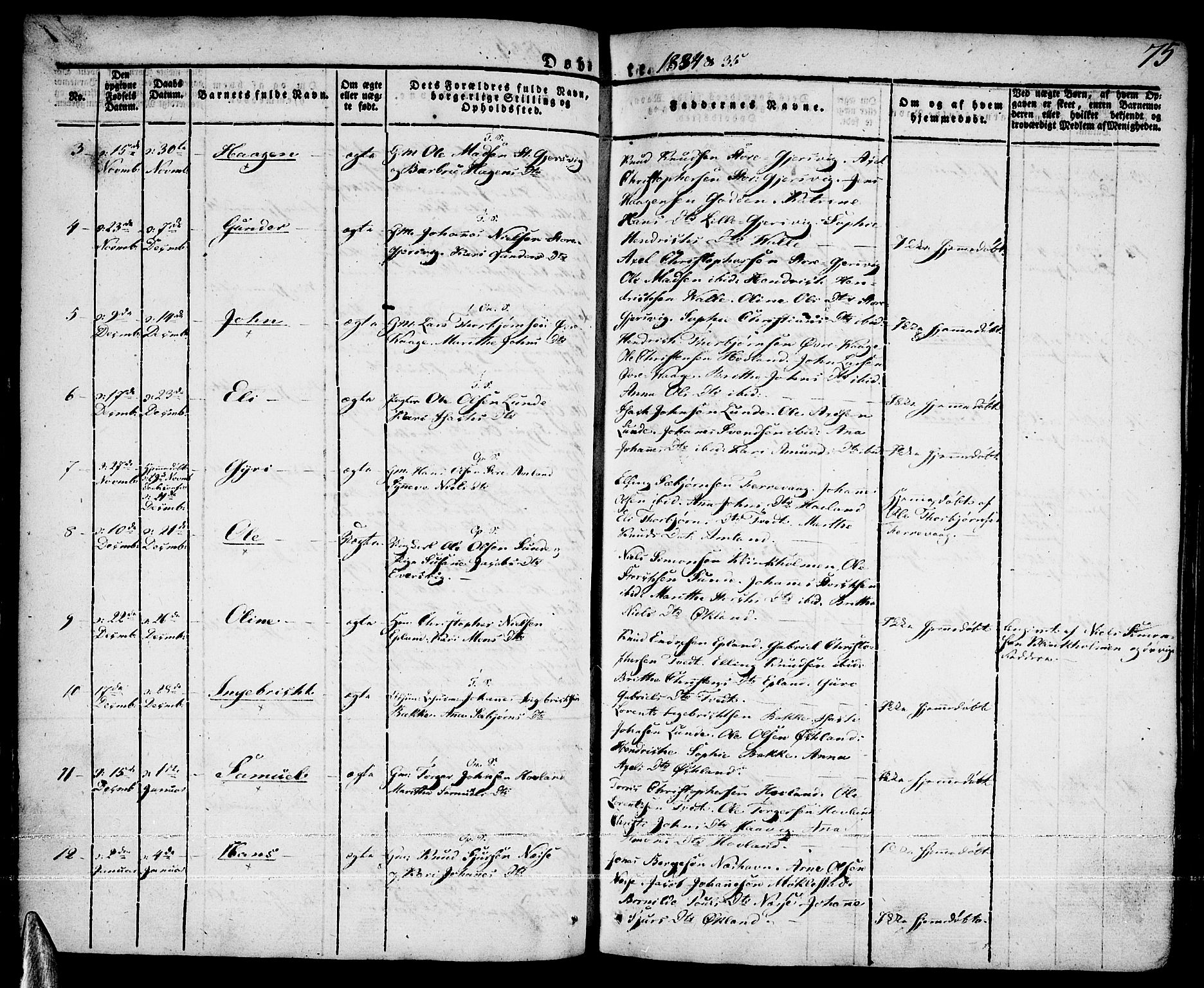 Tysnes sokneprestembete, AV/SAB-A-78601/H/Haa: Parish register (official) no. A 8, 1826-1837, p. 75