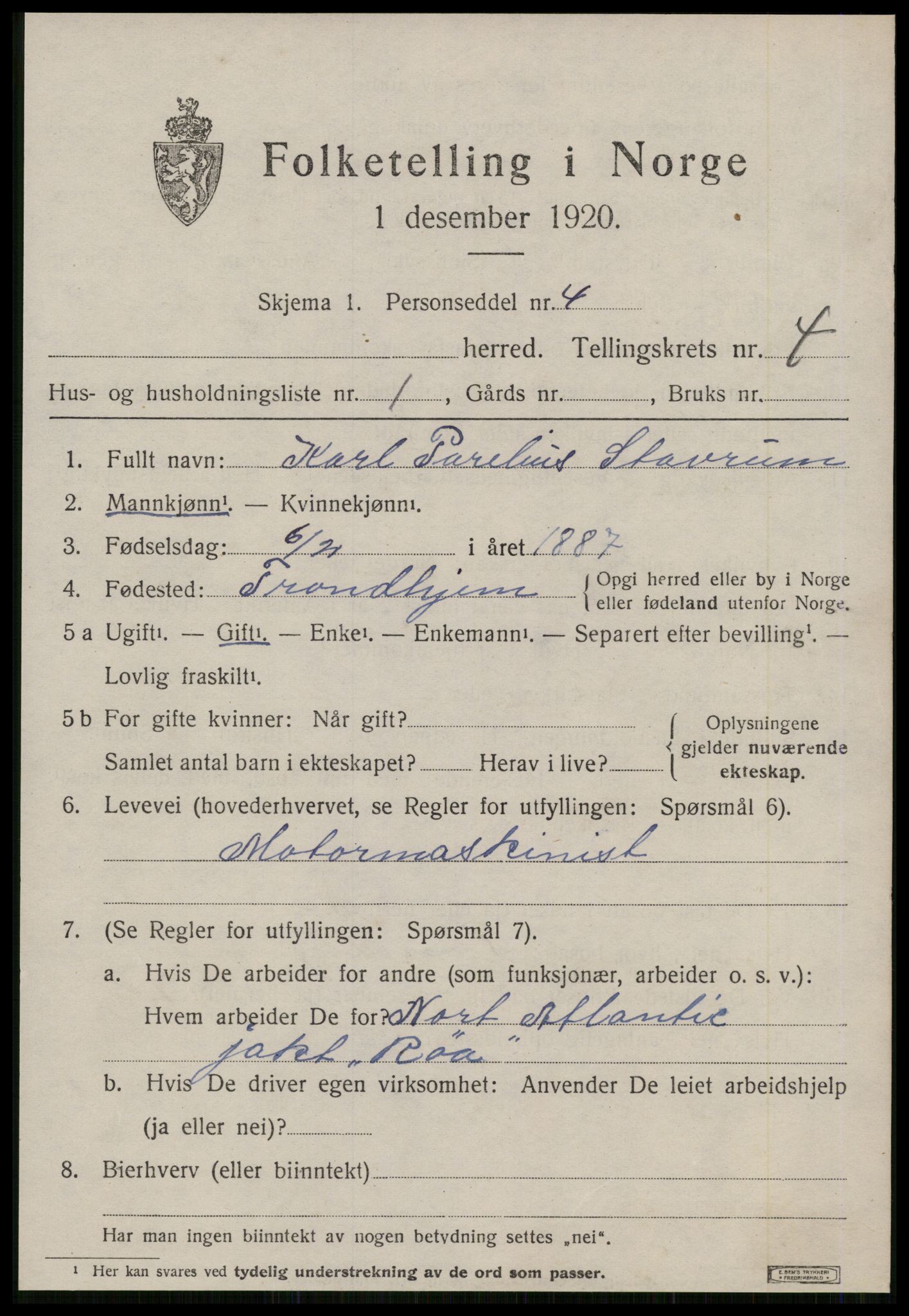 SAT, 1920 census for Valsøyfjord, 1920, p. 1525