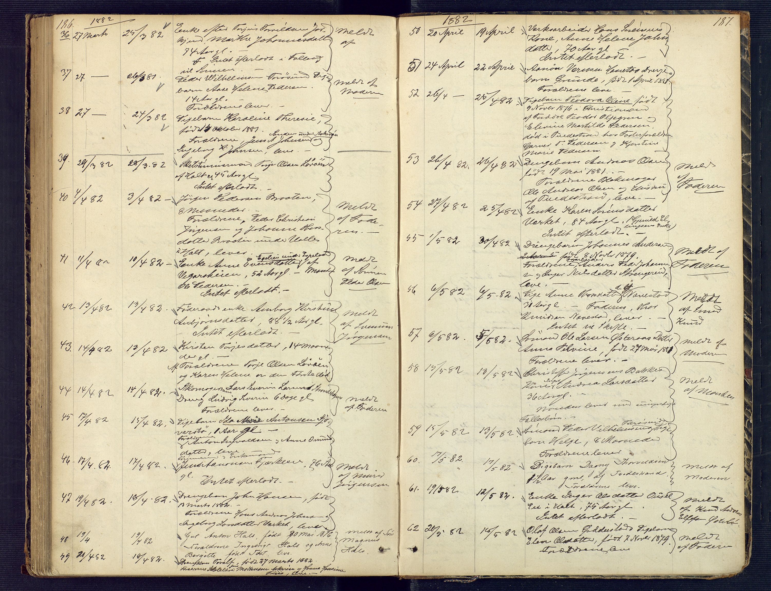 Holt sorenskriveri, AV/SAK-1221-0002/H/Ha/L0001: Dødsfallsprotokoll nr. 2, 1863-1882, p. 186-187