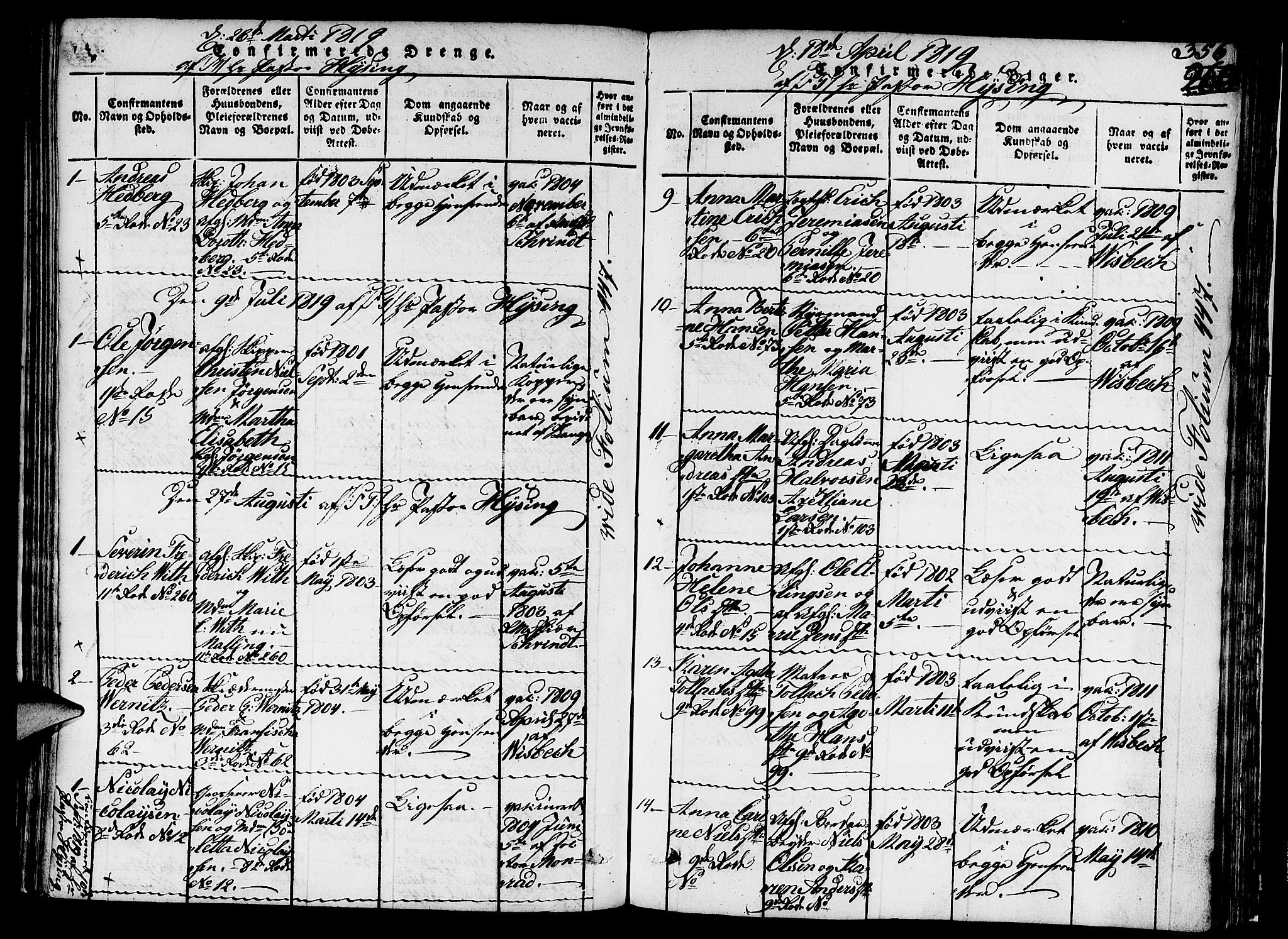 Nykirken Sokneprestembete, AV/SAB-A-77101/H/Hab/L0003: Parish register (copy) no. A 4, 1816-1821, p. 356