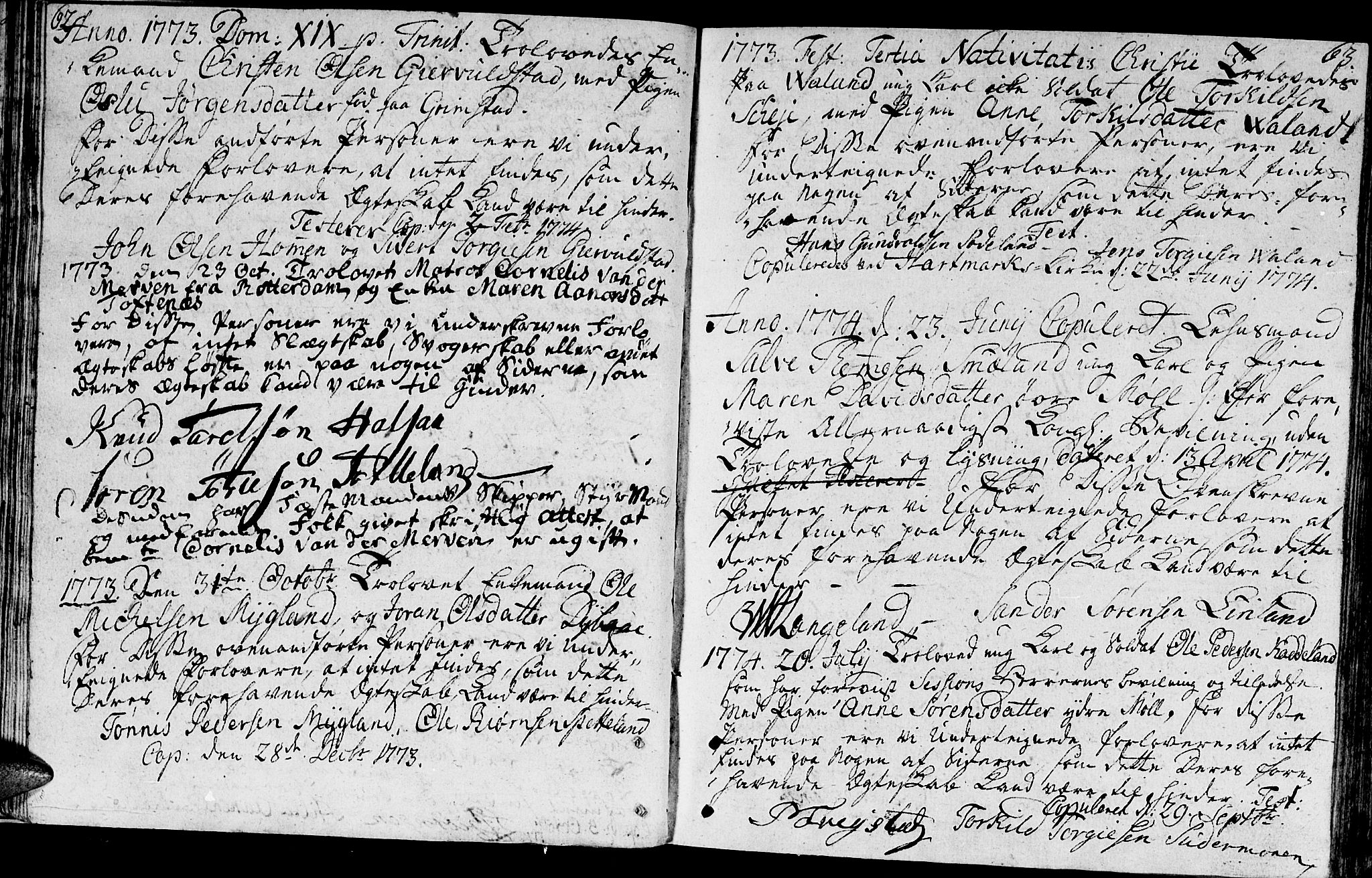 Holum sokneprestkontor, AV/SAK-1111-0022/F/Fa/Faa/L0001: Parish register (official) no. A 1, 1750-1802, p. 62-63