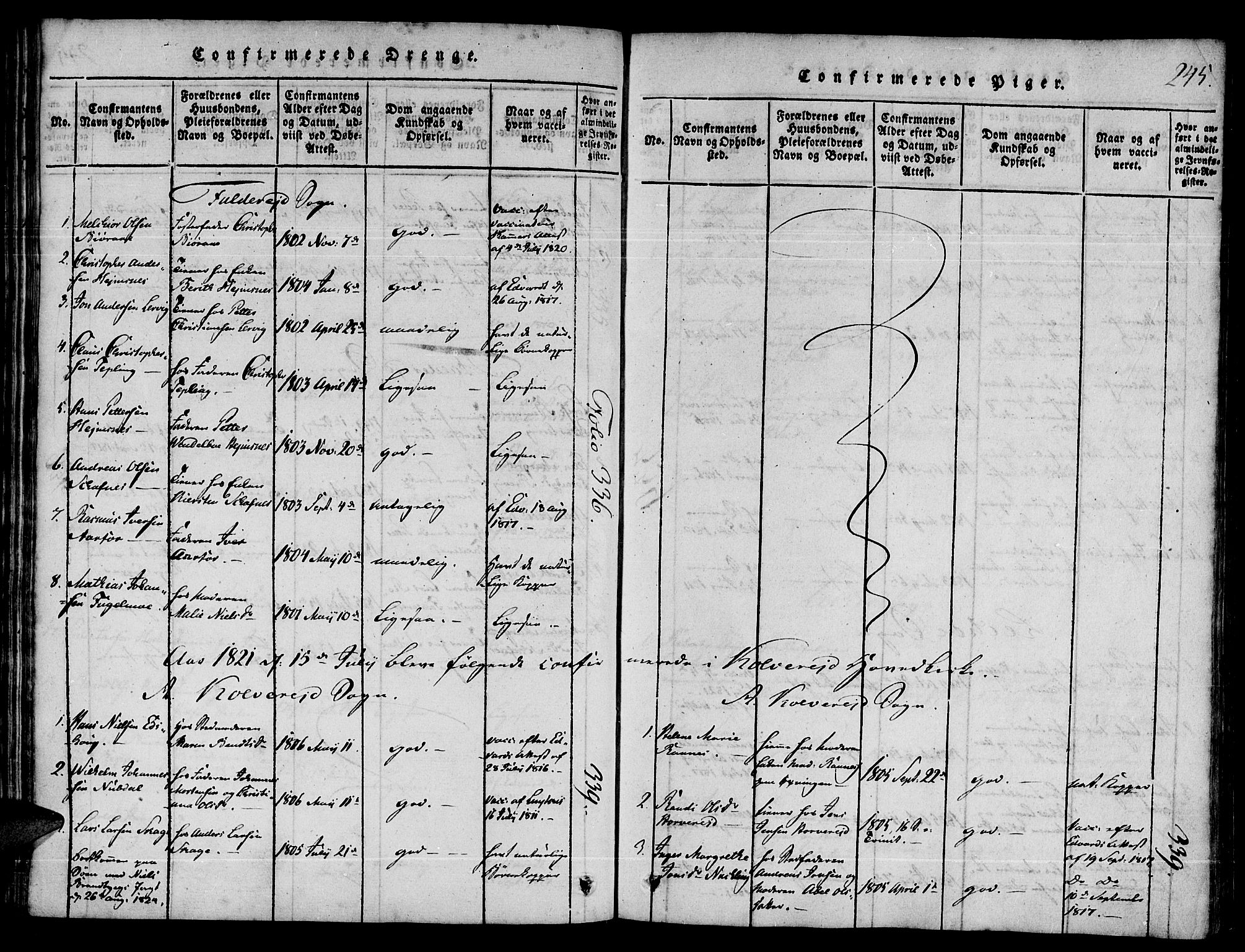 Ministerialprotokoller, klokkerbøker og fødselsregistre - Nord-Trøndelag, SAT/A-1458/780/L0636: Parish register (official) no. 780A03 /1, 1815-1830, p. 245