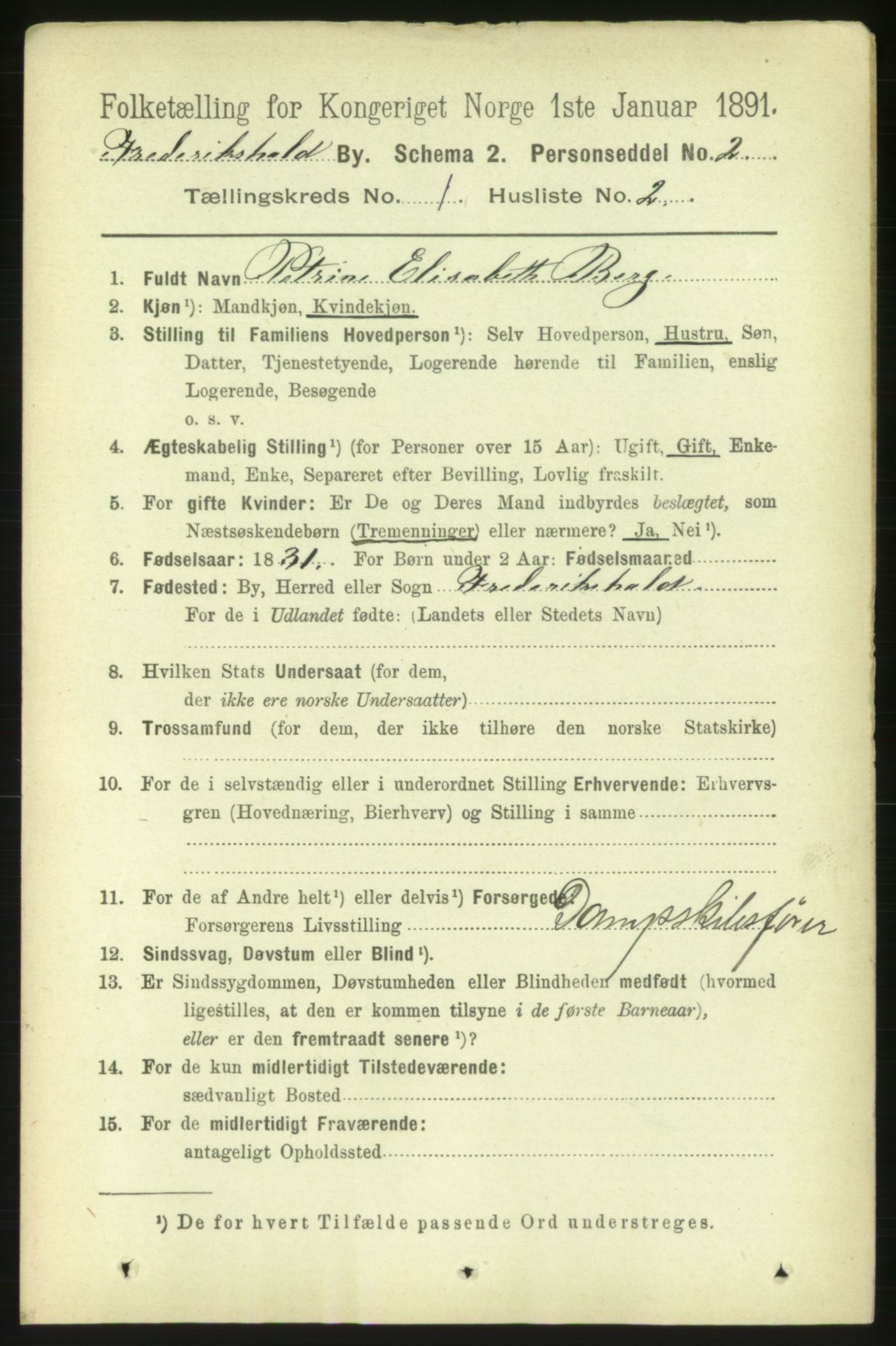 RA, 1891 census for 0101 Fredrikshald, 1891, p. 1969