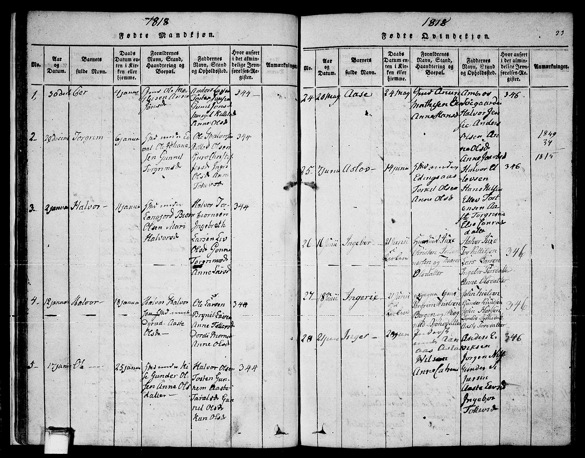 Sauherad kirkebøker, SAKO/A-298/F/Fa/L0005: Parish register (official) no. I 5, 1815-1829, p. 23