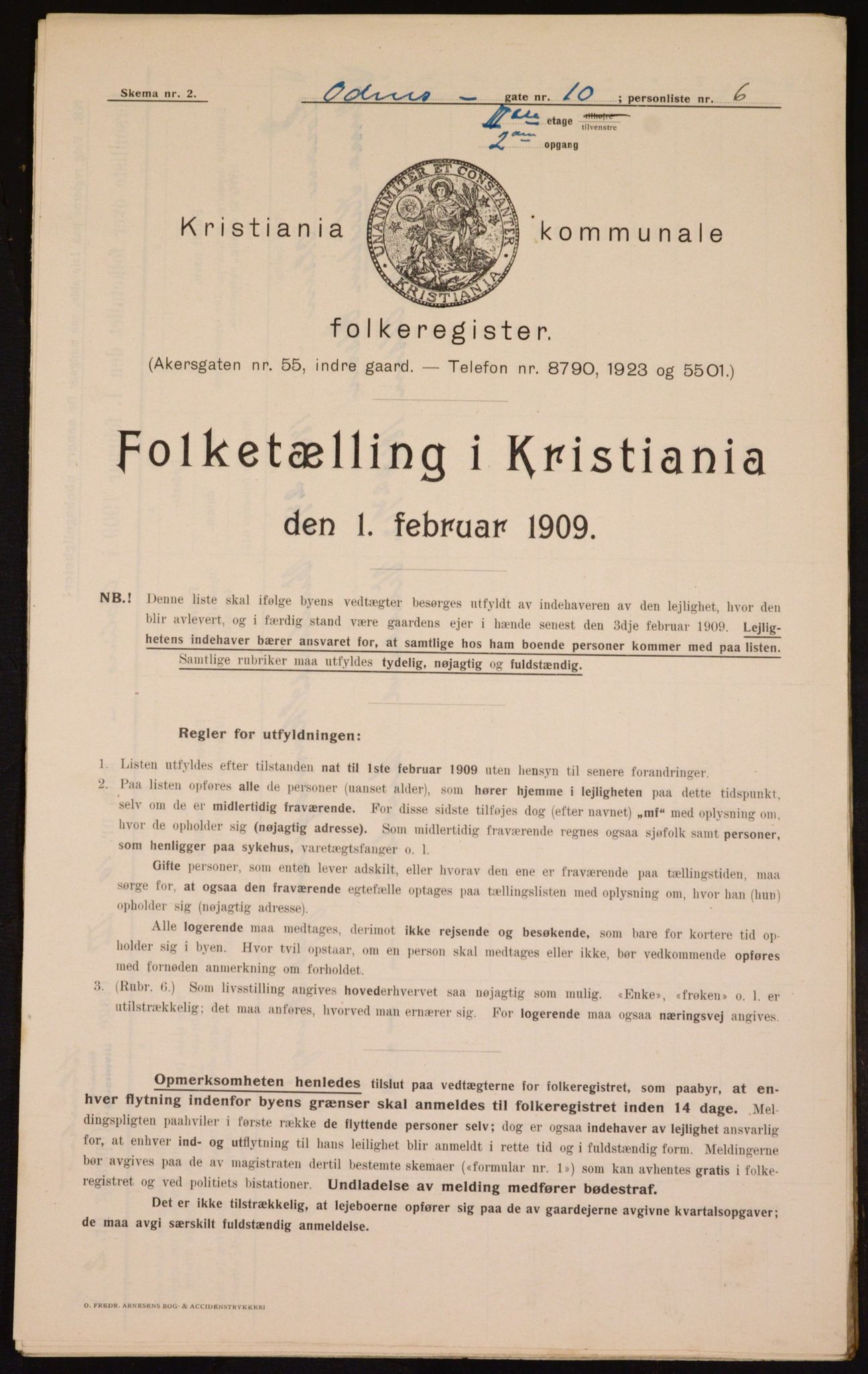 OBA, Municipal Census 1909 for Kristiania, 1909, p. 67666