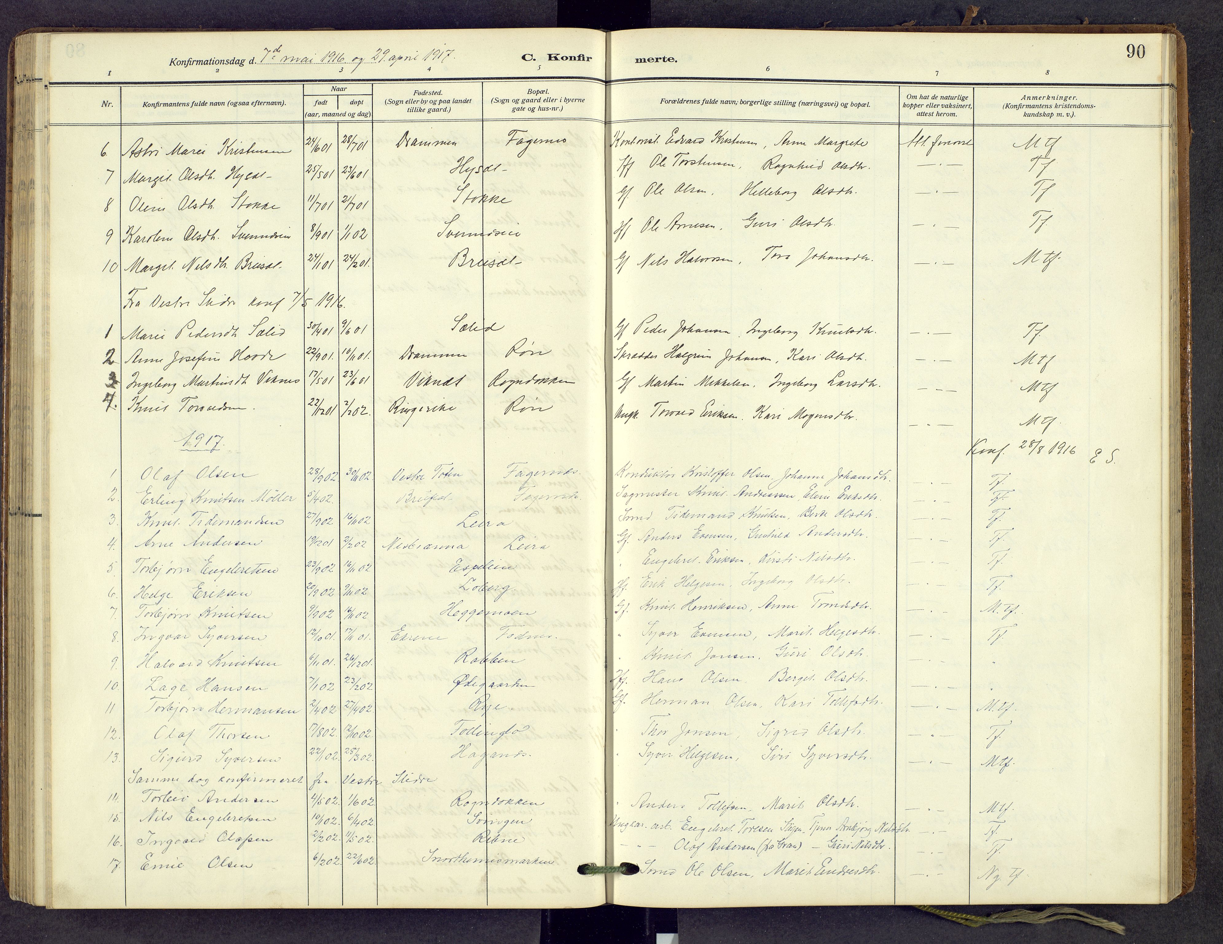Nord-Aurdal prestekontor, SAH/PREST-132/H/Ha/Hab/L0013: Parish register (copy) no. 13, 1911-1948, p. 90