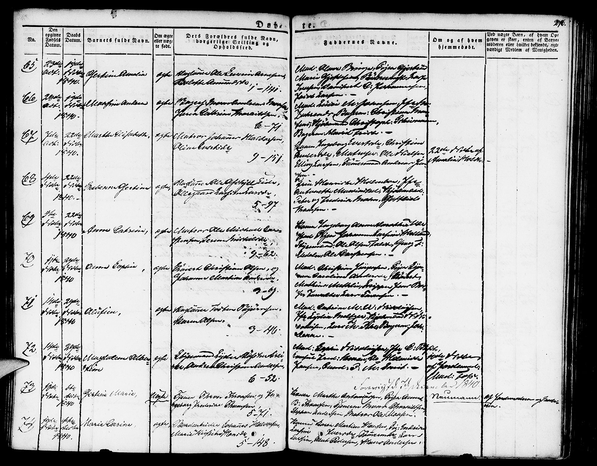 Nykirken Sokneprestembete, AV/SAB-A-77101/H/Haa/L0012: Parish register (official) no. A 12, 1821-1844, p. 276