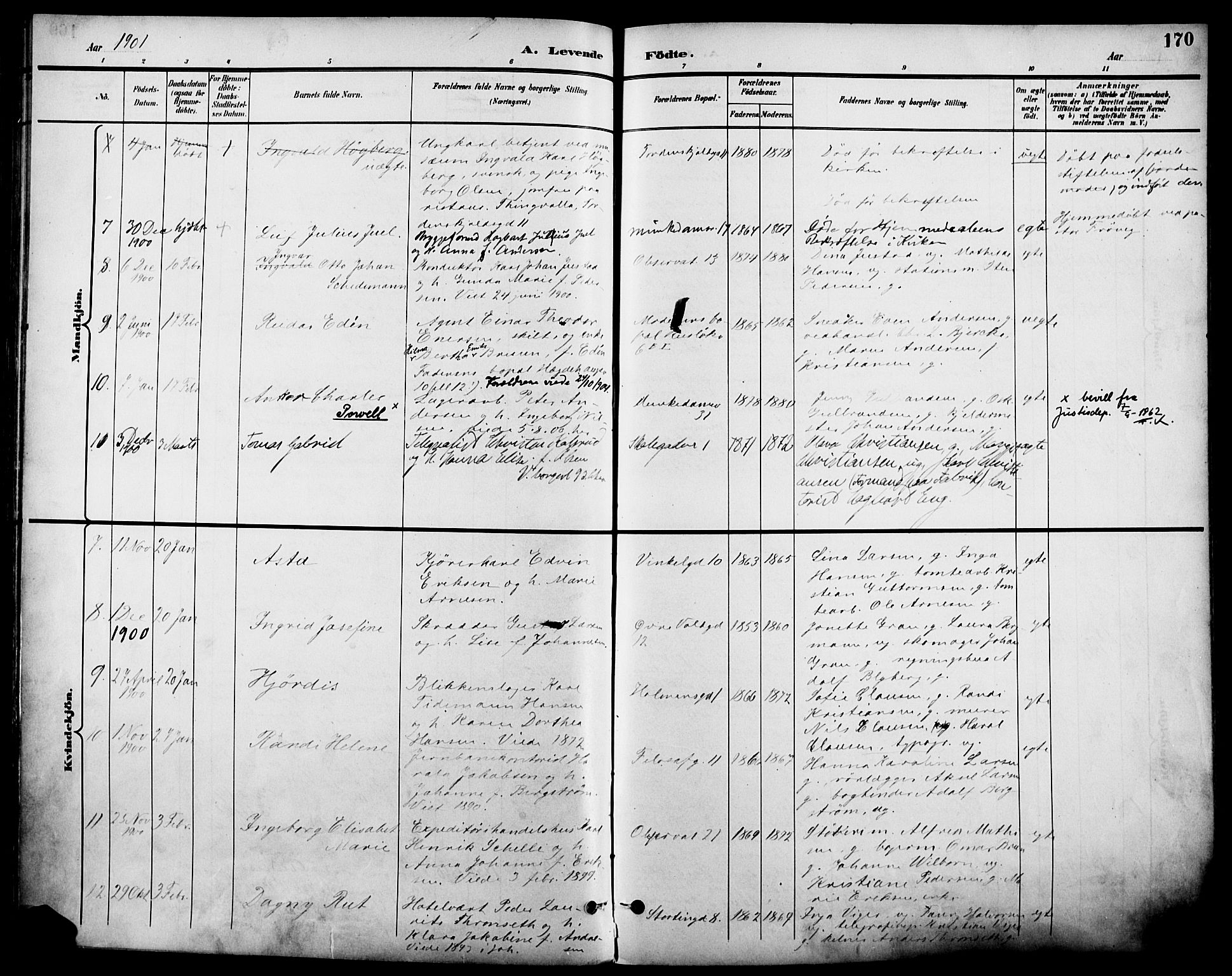Johannes prestekontor Kirkebøker, SAO/A-10852/F/Fa/L0007: Parish register (official) no. 7, 1896-1905, p. 170