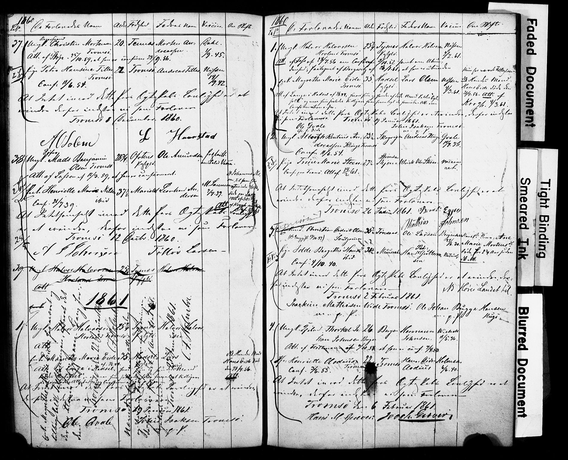 Tromsø sokneprestkontor/stiftsprosti/domprosti, AV/SATØ-S-1343/H/Hc/L0097: Banns register no. 97, 1851-1872