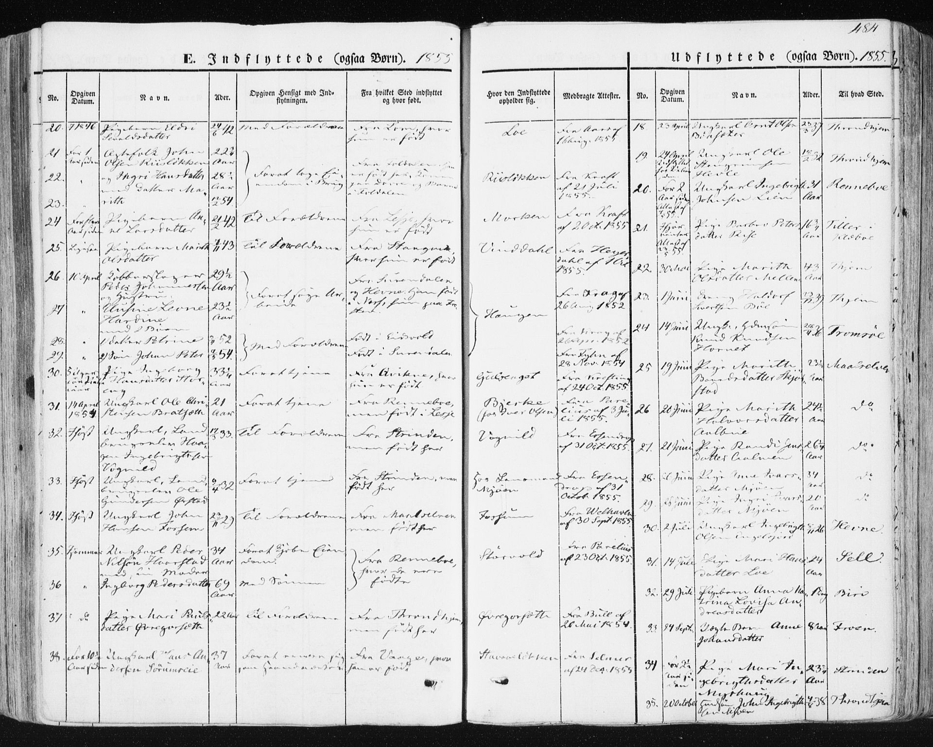 Ministerialprotokoller, klokkerbøker og fødselsregistre - Sør-Trøndelag, SAT/A-1456/678/L0899: Parish register (official) no. 678A08, 1848-1872, p. 484