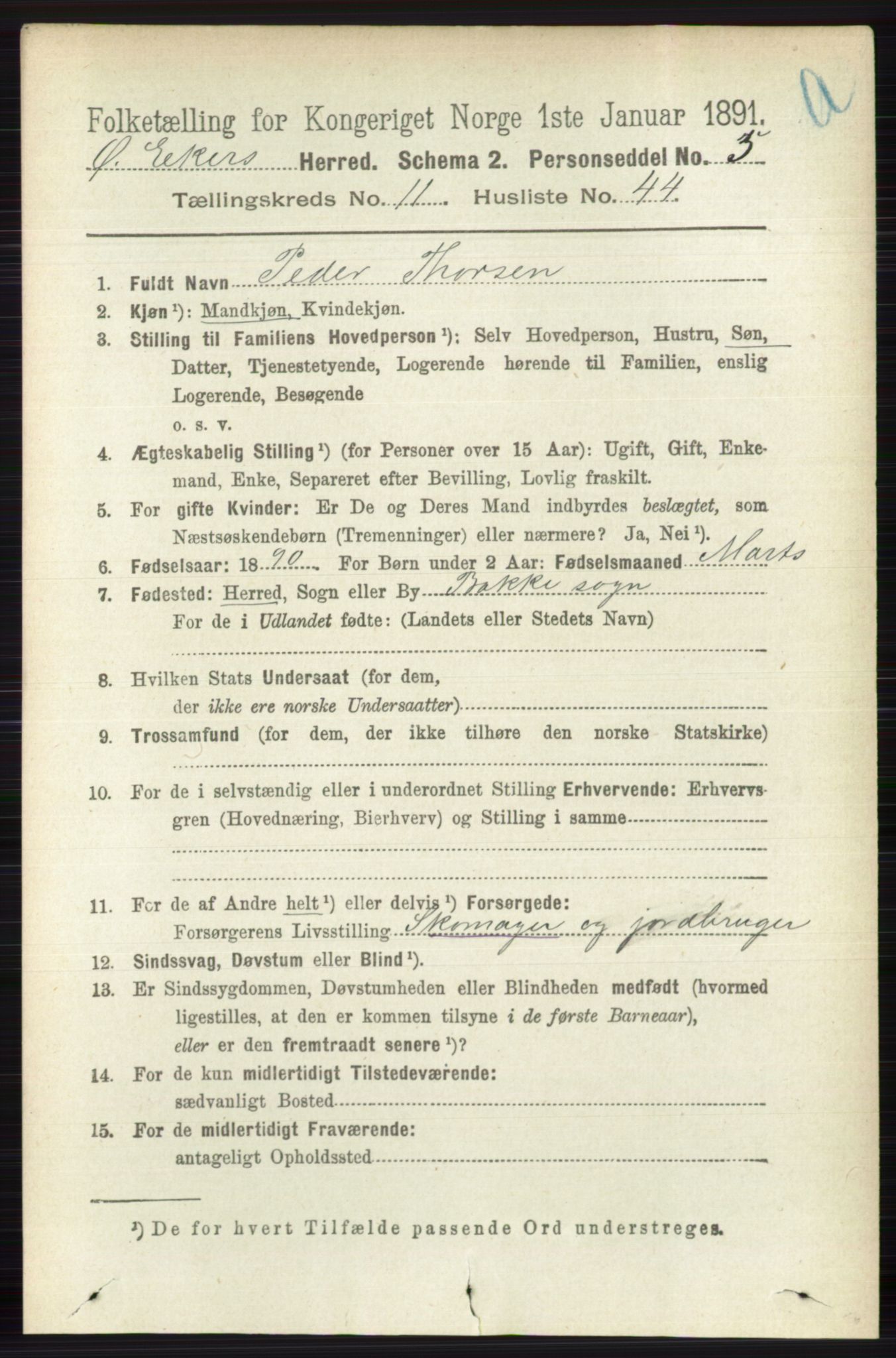 RA, 1891 census for 0624 Øvre Eiker, 1891, p. 4873