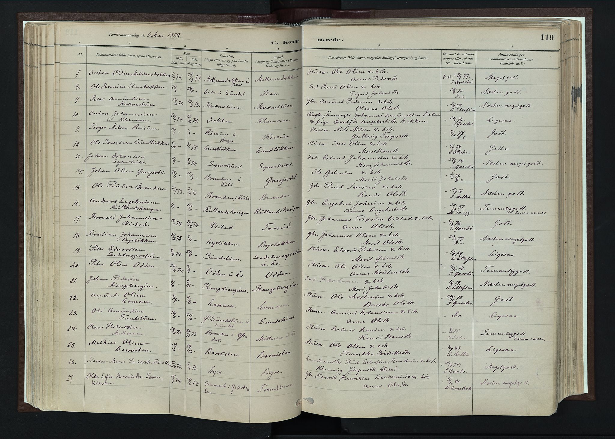 Nord-Fron prestekontor, AV/SAH-PREST-080/H/Ha/Haa/L0004: Parish register (official) no. 4, 1884-1914, p. 119