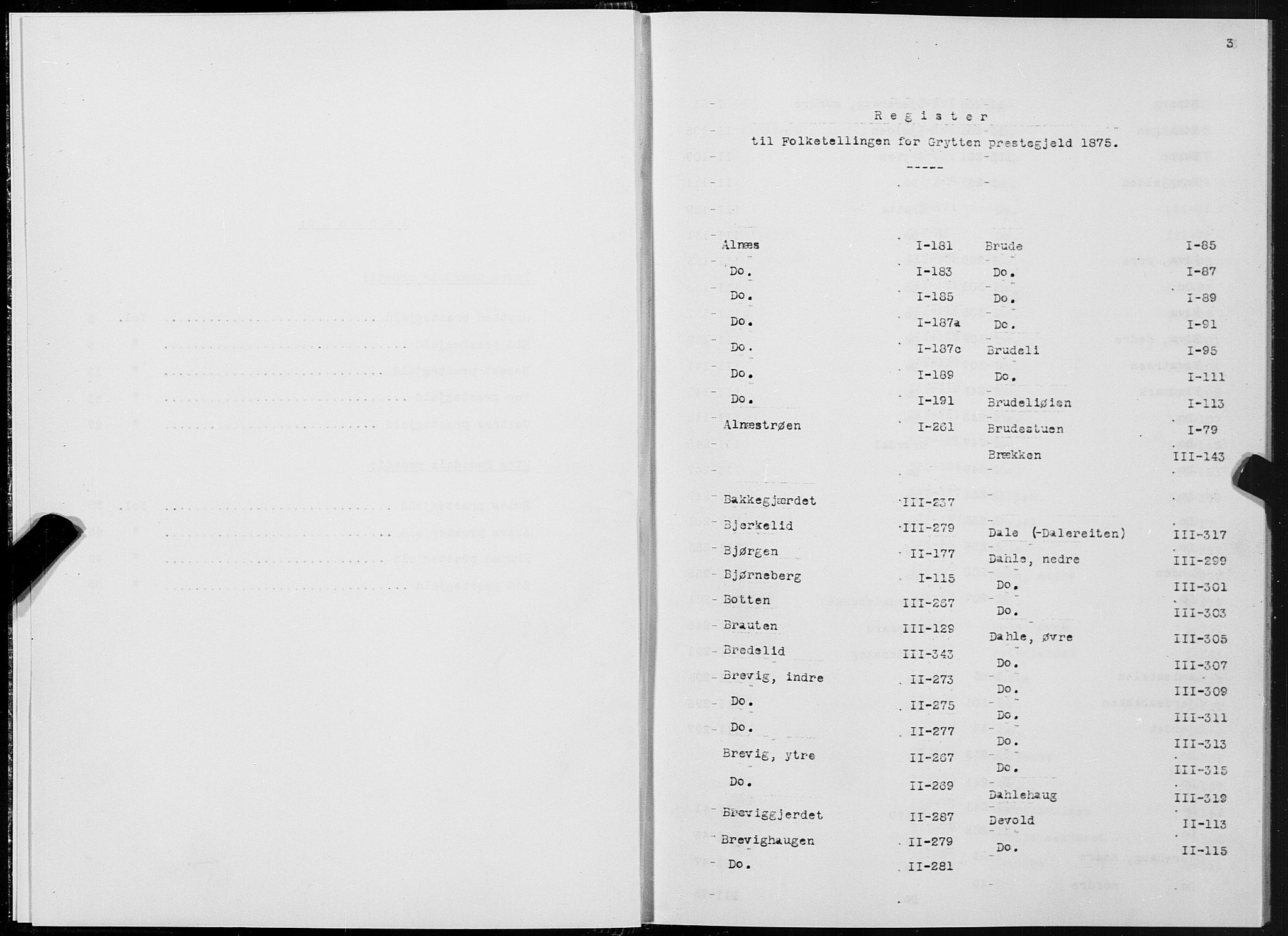 SAT, 1875 census for 1539P Grytten, 1875, p. 3