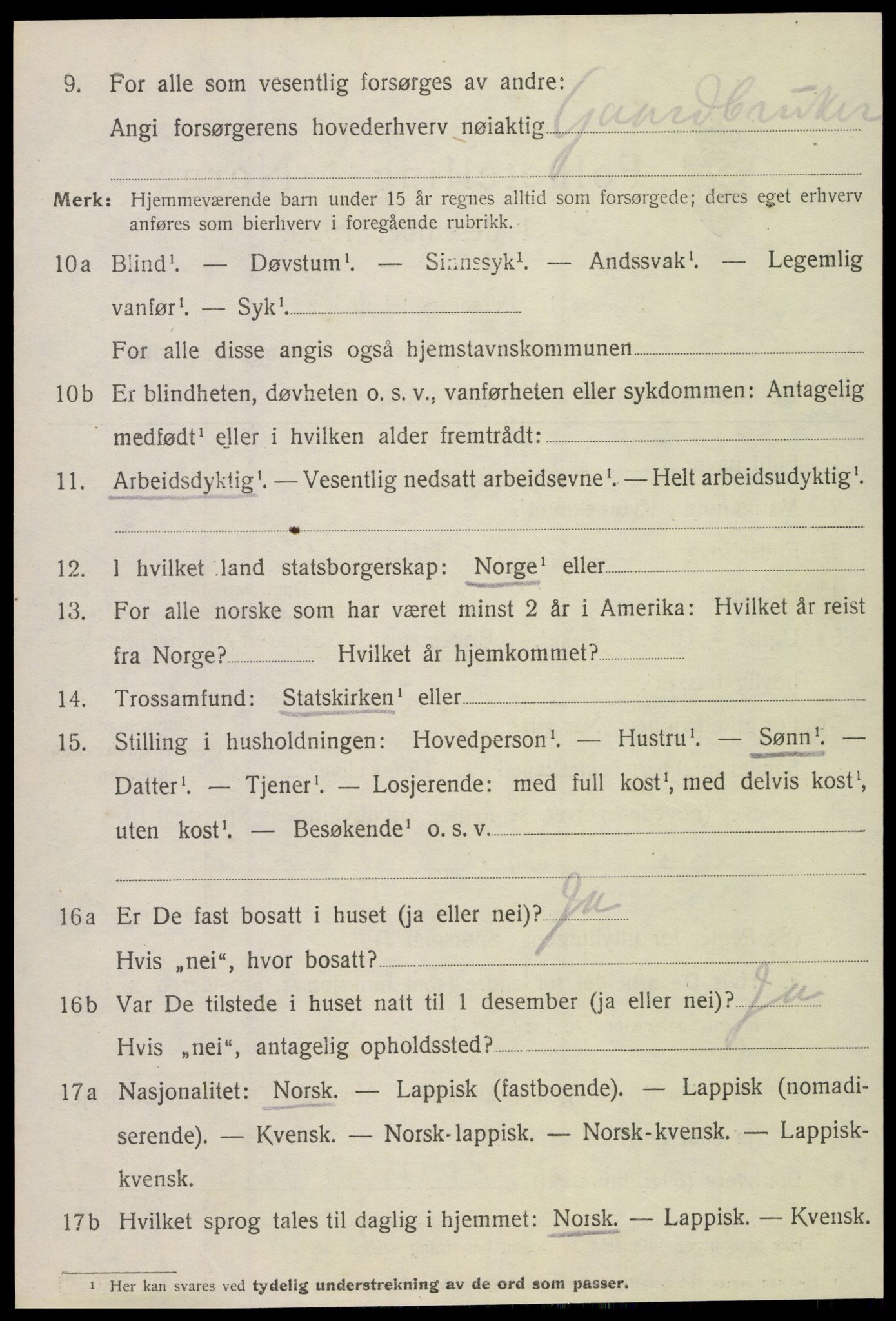 SAT, 1920 census for Lurøy, 1920, p. 5182