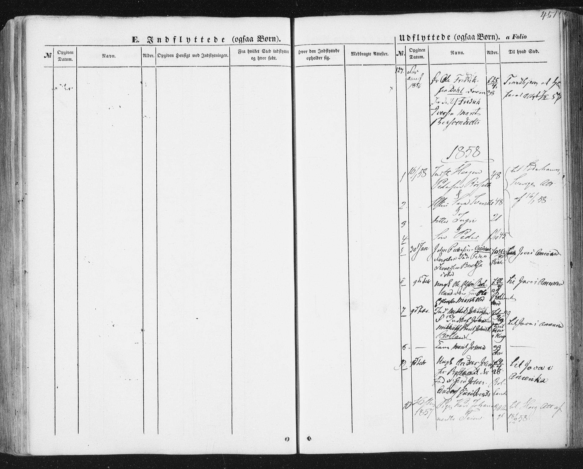 Ministerialprotokoller, klokkerbøker og fødselsregistre - Sør-Trøndelag, SAT/A-1456/691/L1076: Parish register (official) no. 691A08, 1852-1861, p. 451