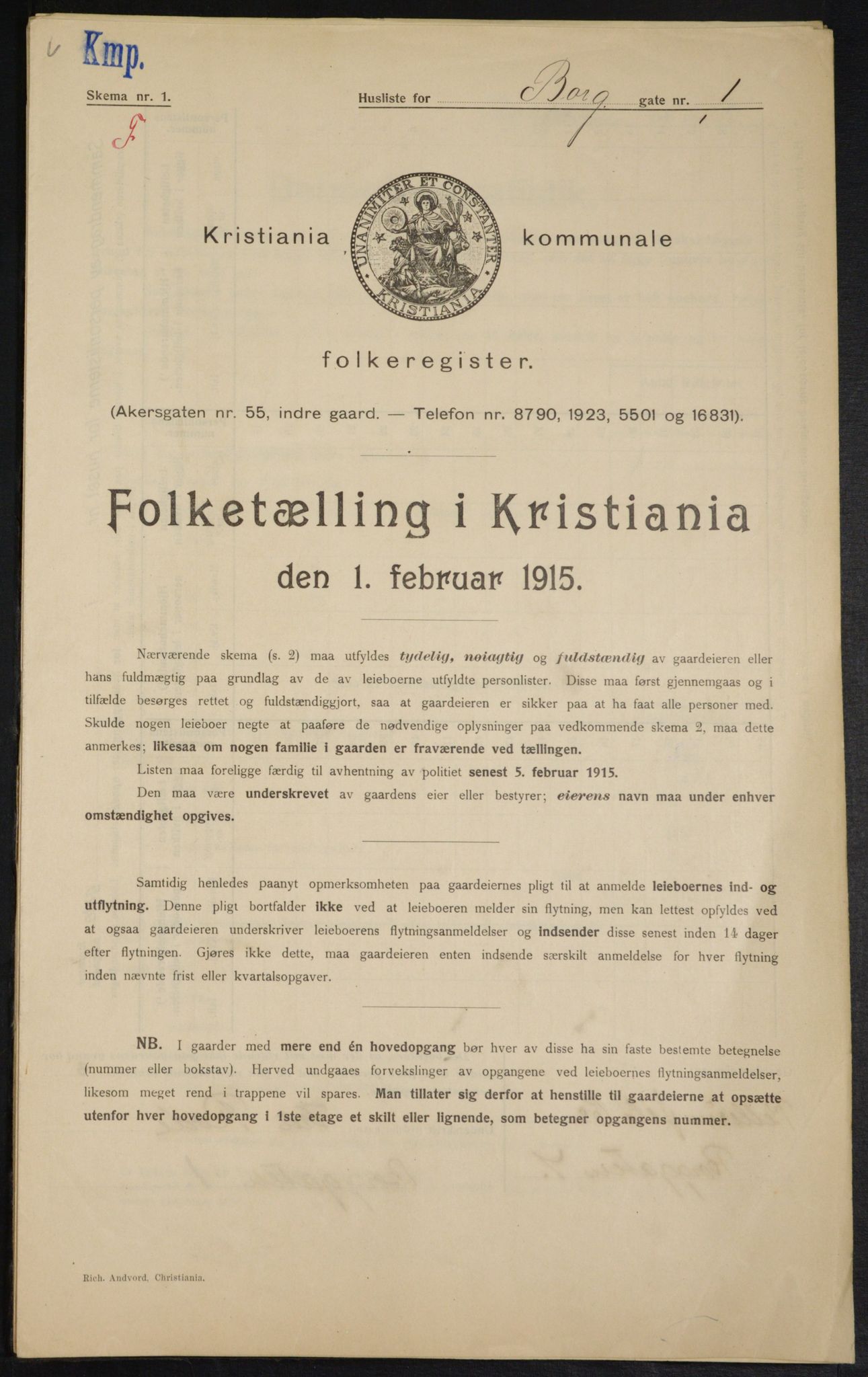 OBA, Municipal Census 1915 for Kristiania, 1915, p. 7702