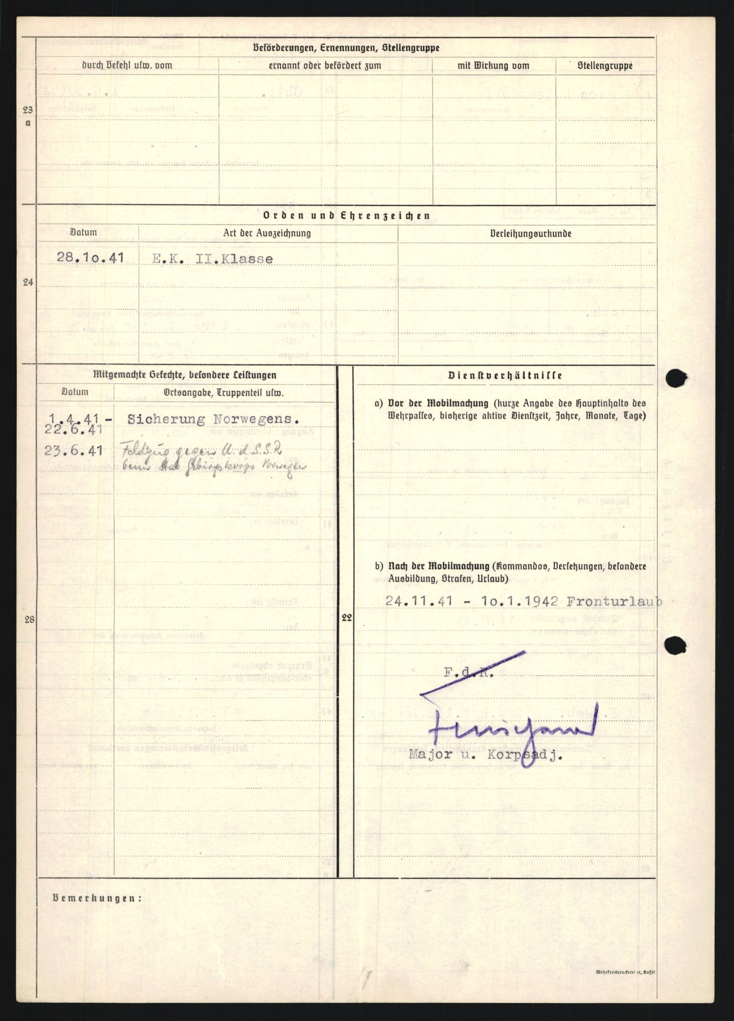 Forsvarets Overkommando. 2 kontor. Arkiv 11.4. Spredte tyske arkivsaker, AV/RA-RAFA-7031/D/Dar/Dara/L0018: Personalbøker, 1940-1945, p. 1008