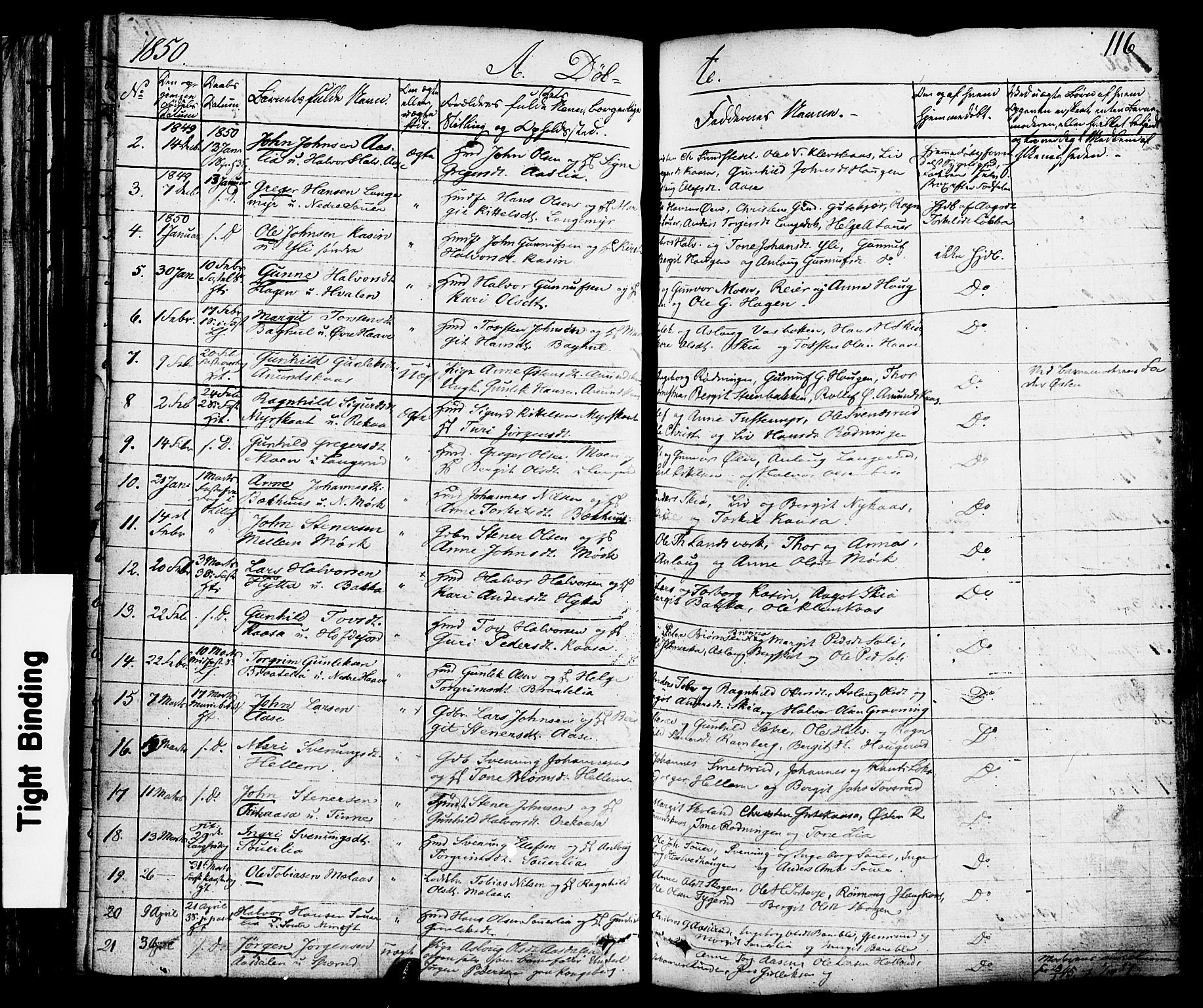 Heddal kirkebøker, AV/SAKO-A-268/F/Fa/L0006: Parish register (official) no. I 6, 1837-1854, p. 116