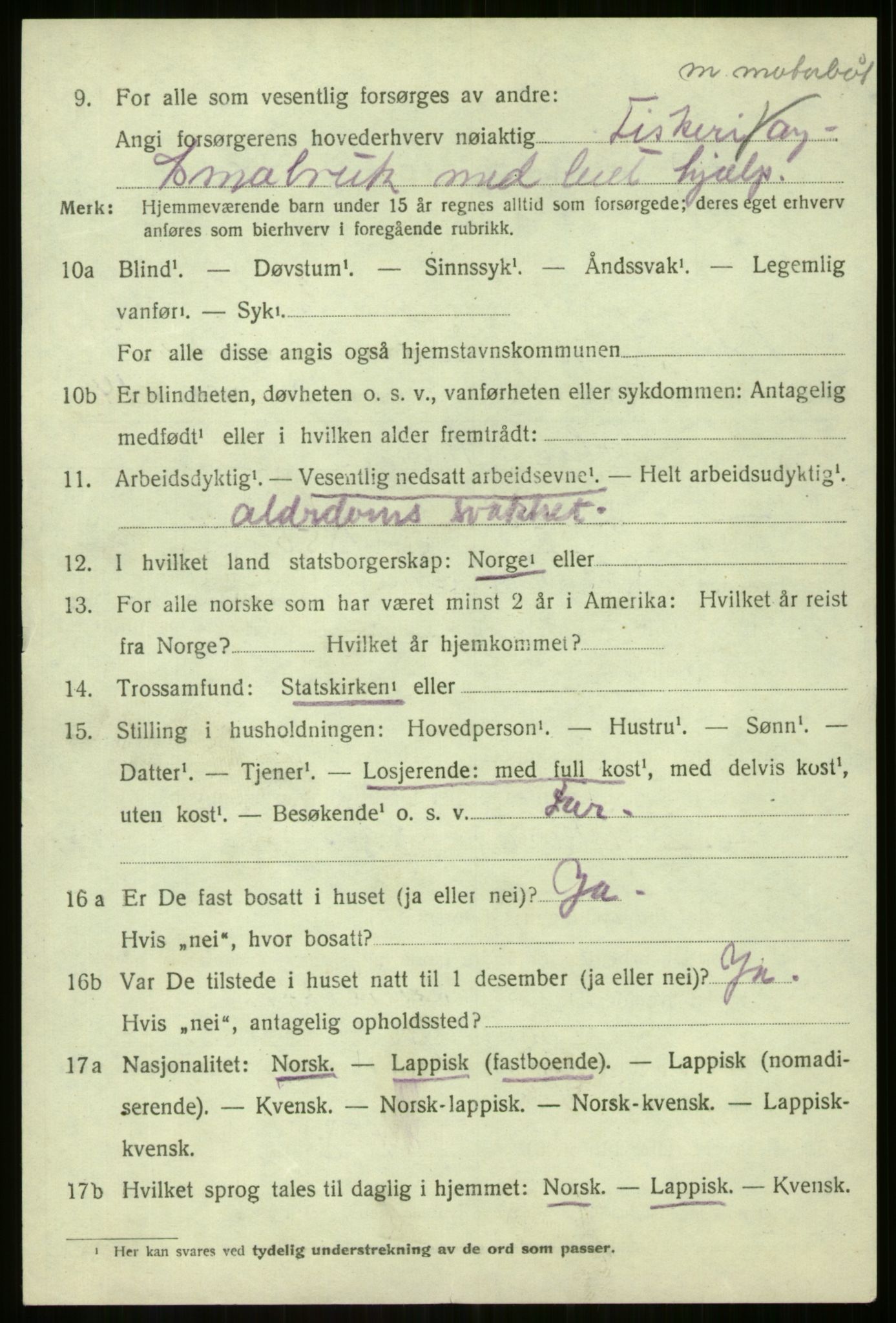 SATØ, 1920 census for Balsfjord, 1920, p. 2117