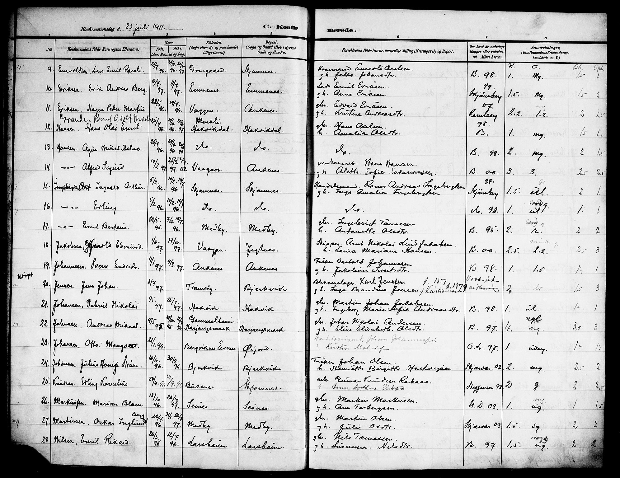 Ministerialprotokoller, klokkerbøker og fødselsregistre - Nordland, AV/SAT-A-1459/866/L0955: Parish register (copy) no. 866C04, 1905-1914